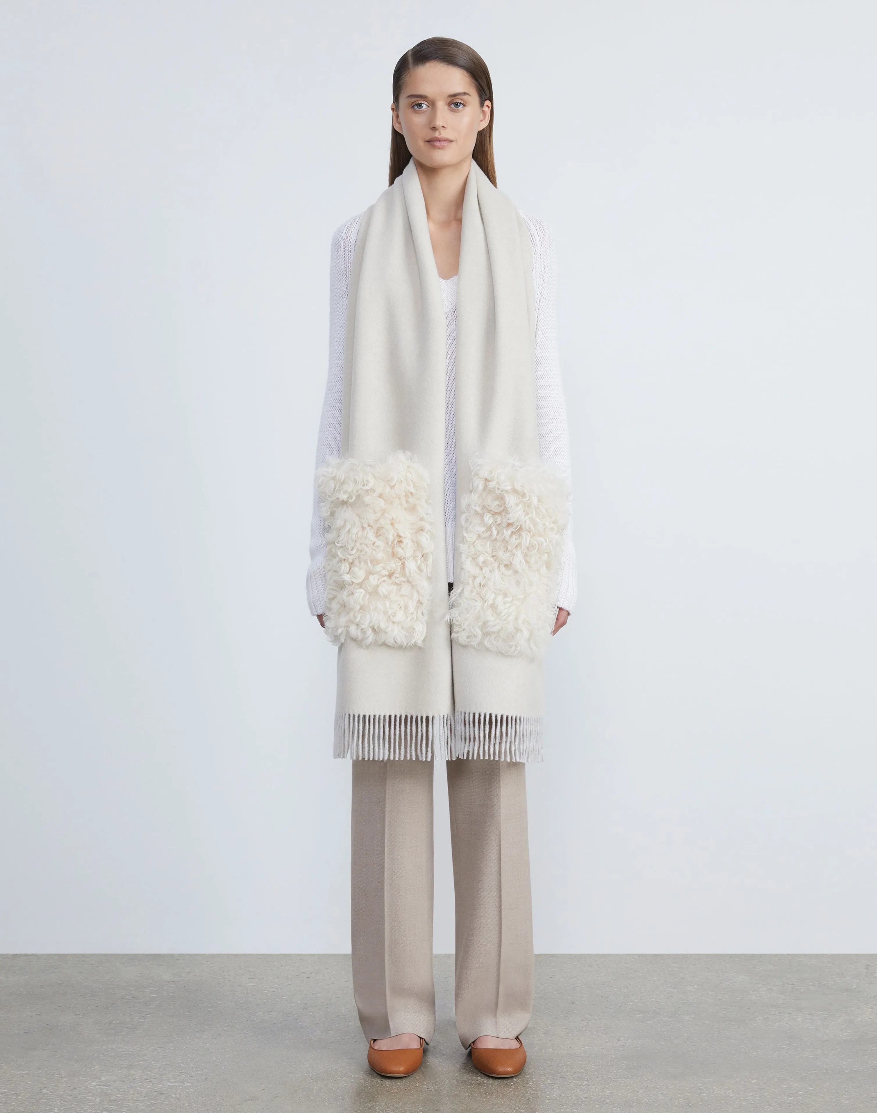 Cashmere Shearling Pocket Shawl