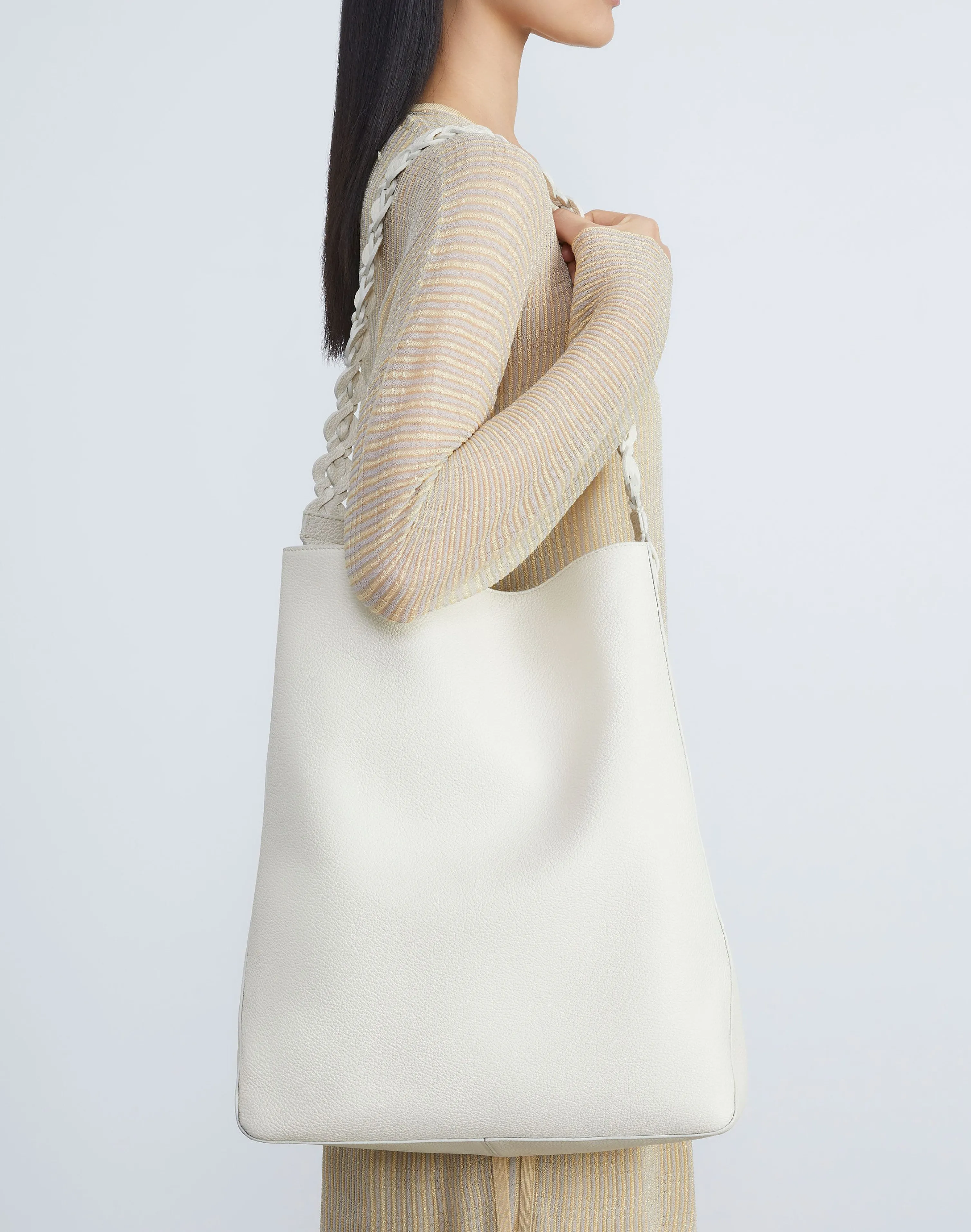 Grained Calfskin Leather 8 Knot Hobo—Large