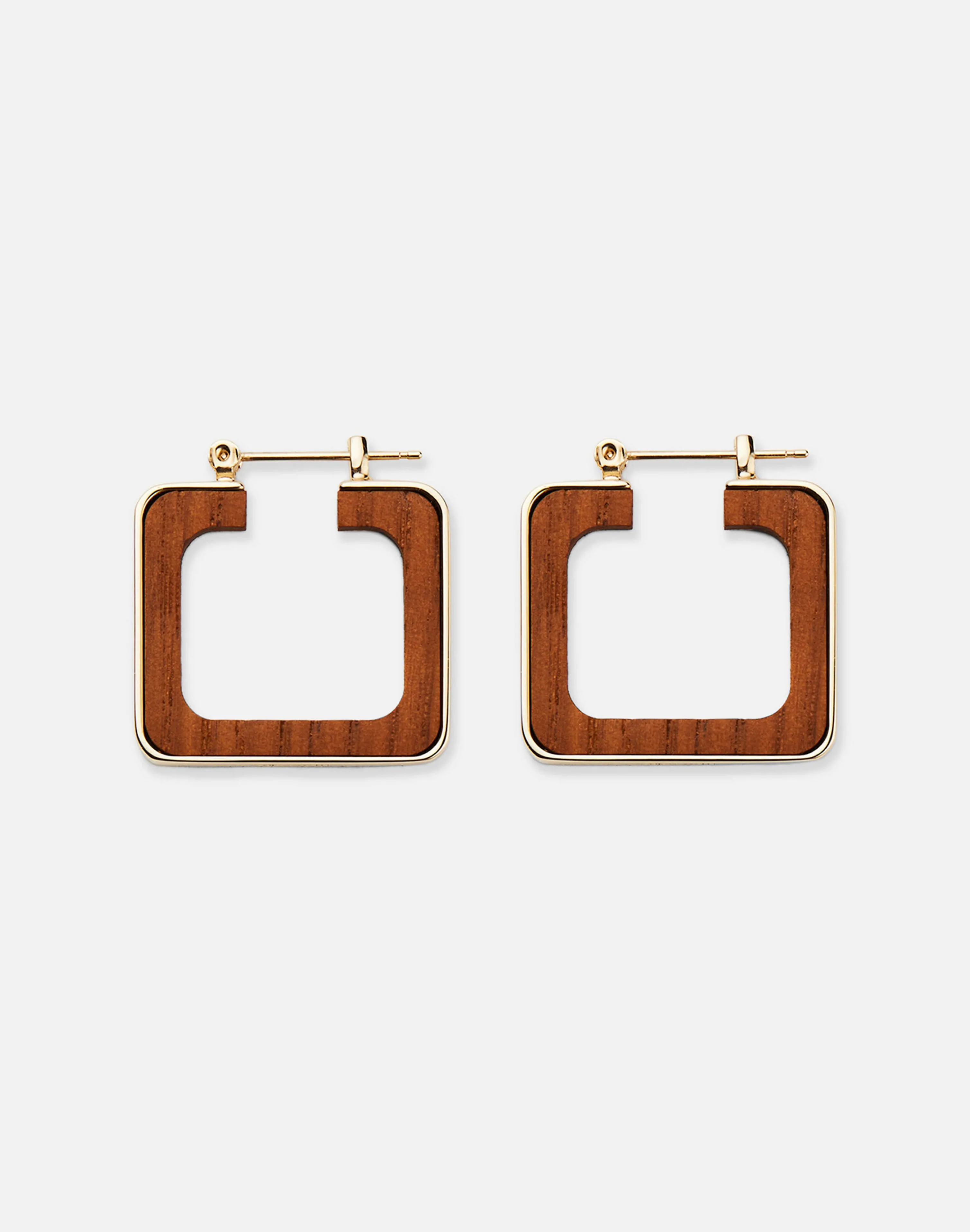 Metal & Teak Block Reversible Hoop Earrings