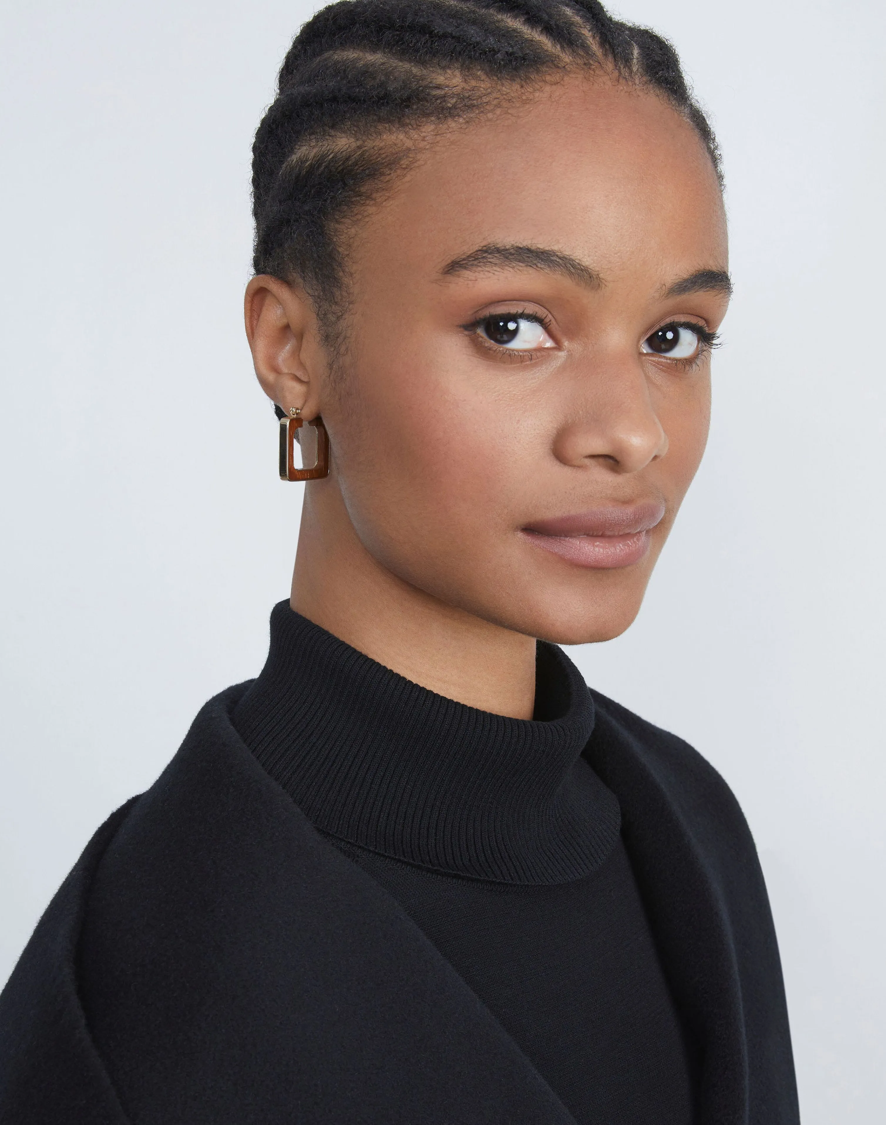 Metal & Teak Block Reversible Hoop Earrings