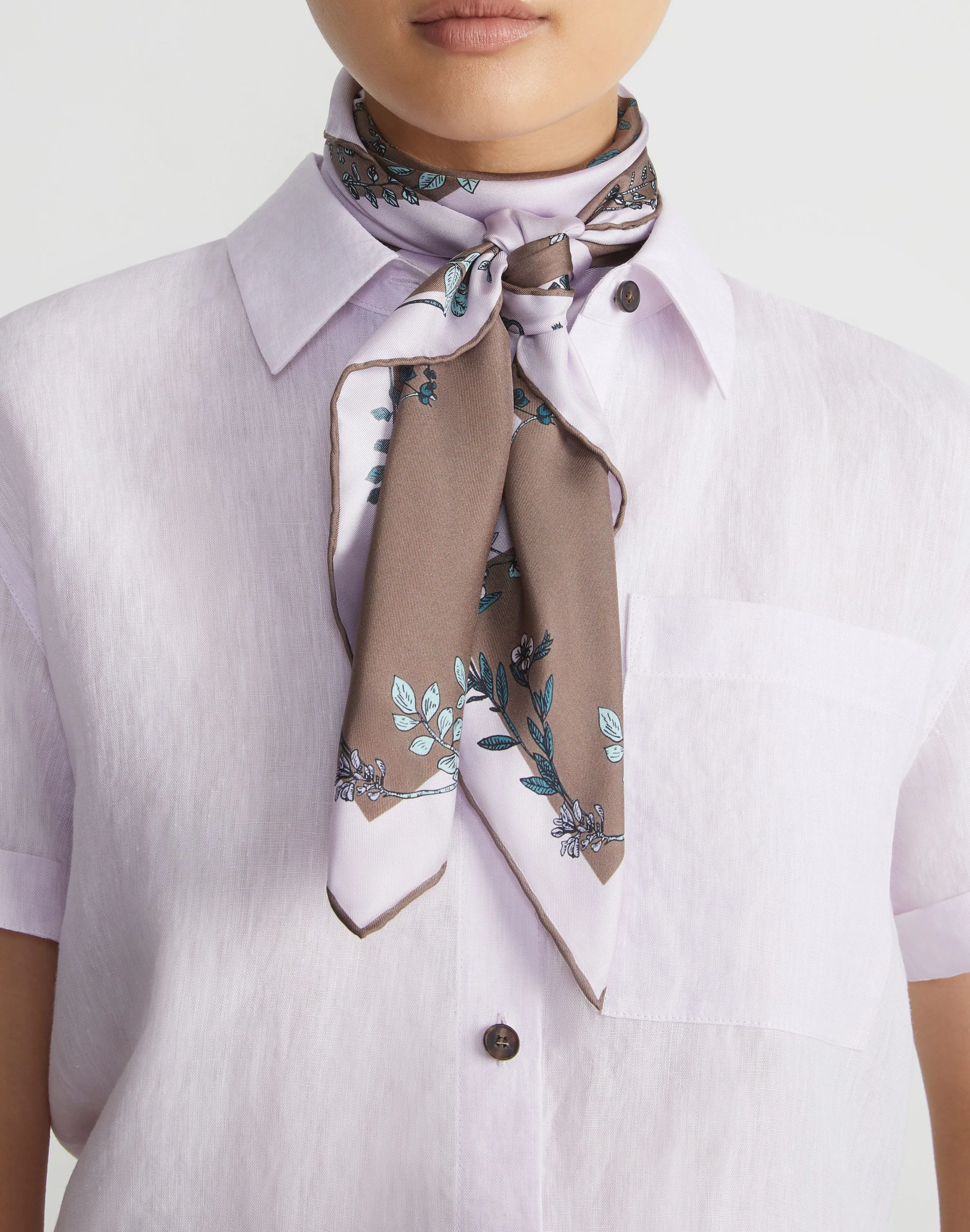 Flora Trail Print L Beam Silk Scarf