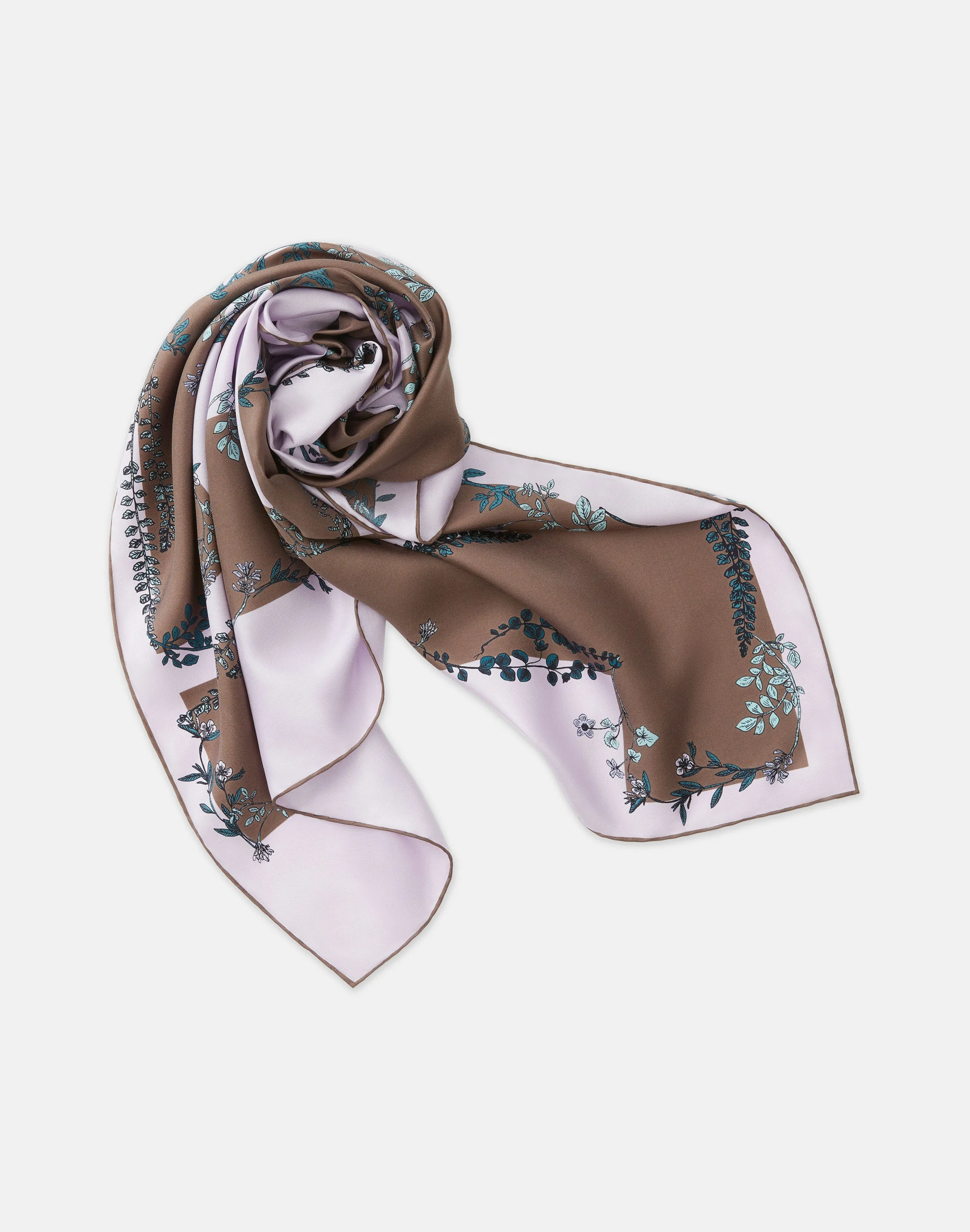 Flora Trail Print L Beam Silk Scarf