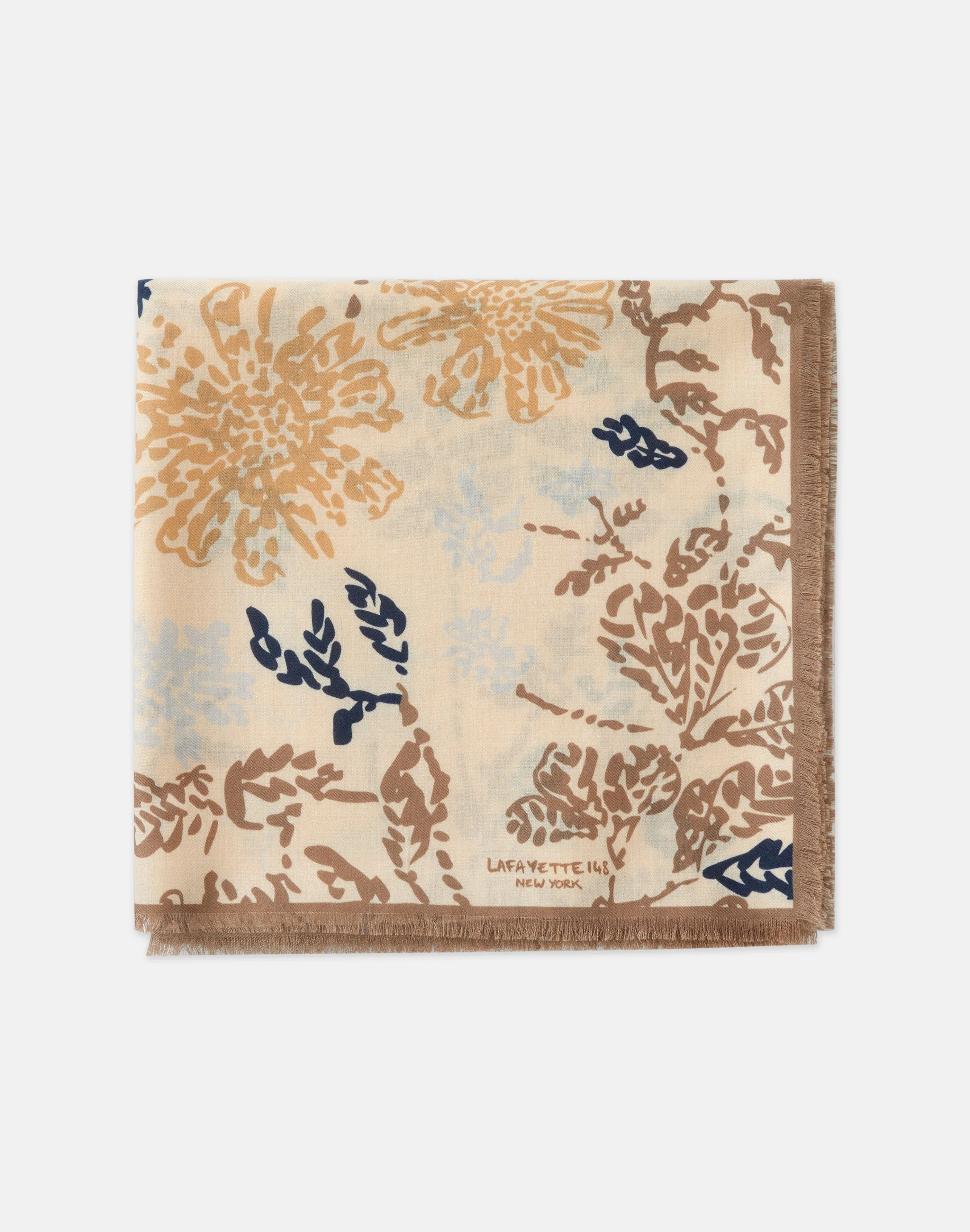 Flora Bloom Print Cashmere-Silk Scarf