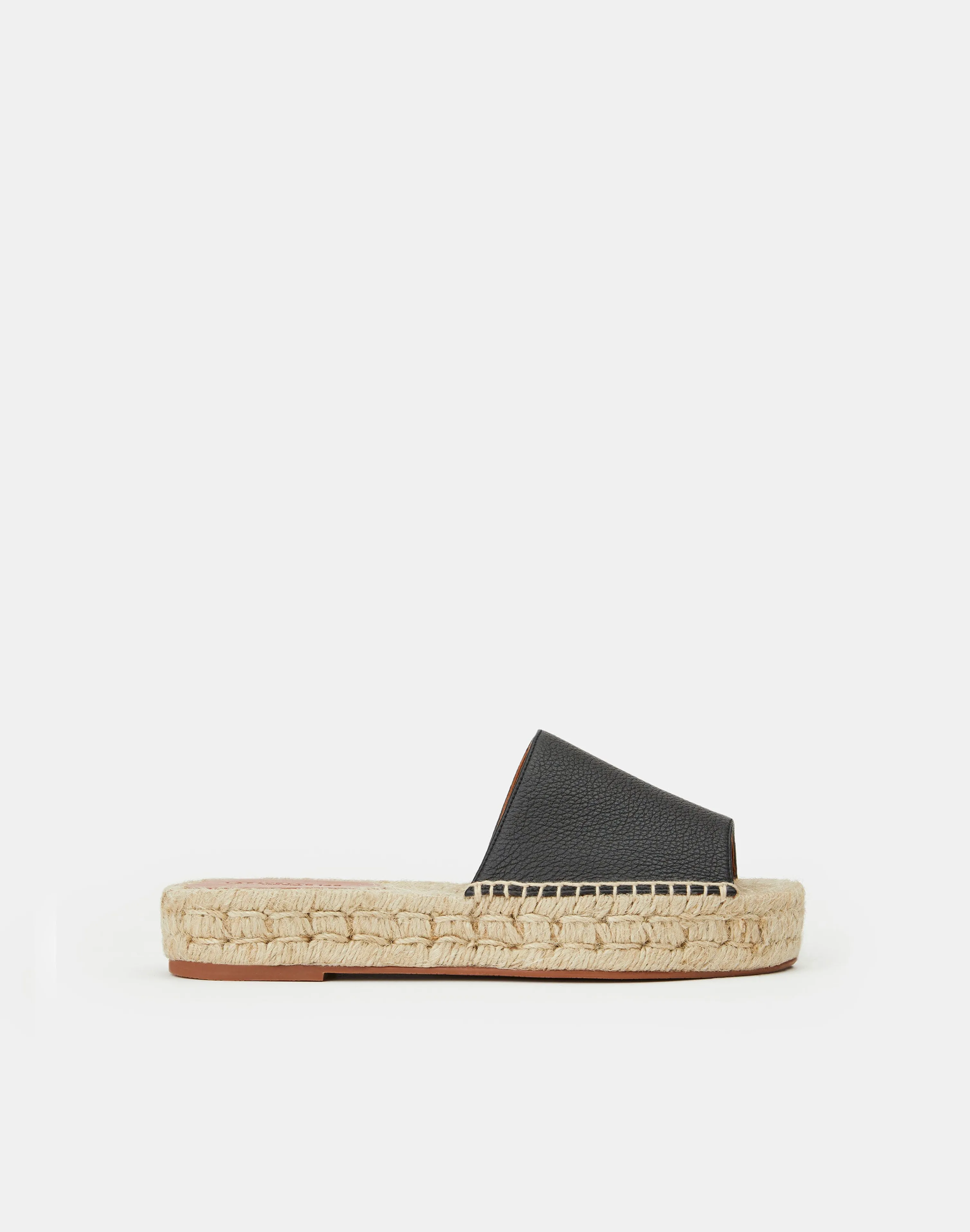 Grained Calfskin Leather Espadrille Slide