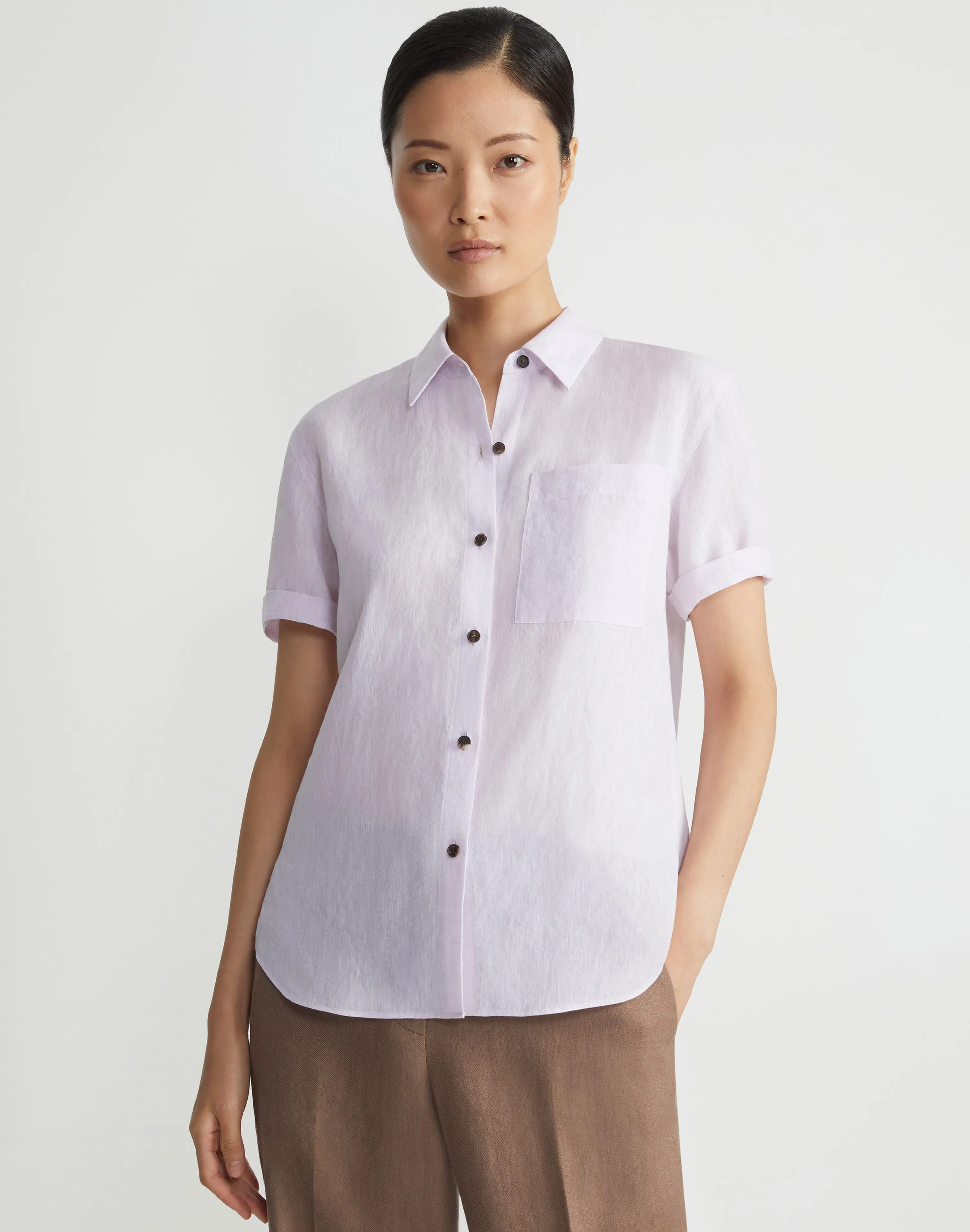 Organic Linen Short Sleeve Pocket Shirt