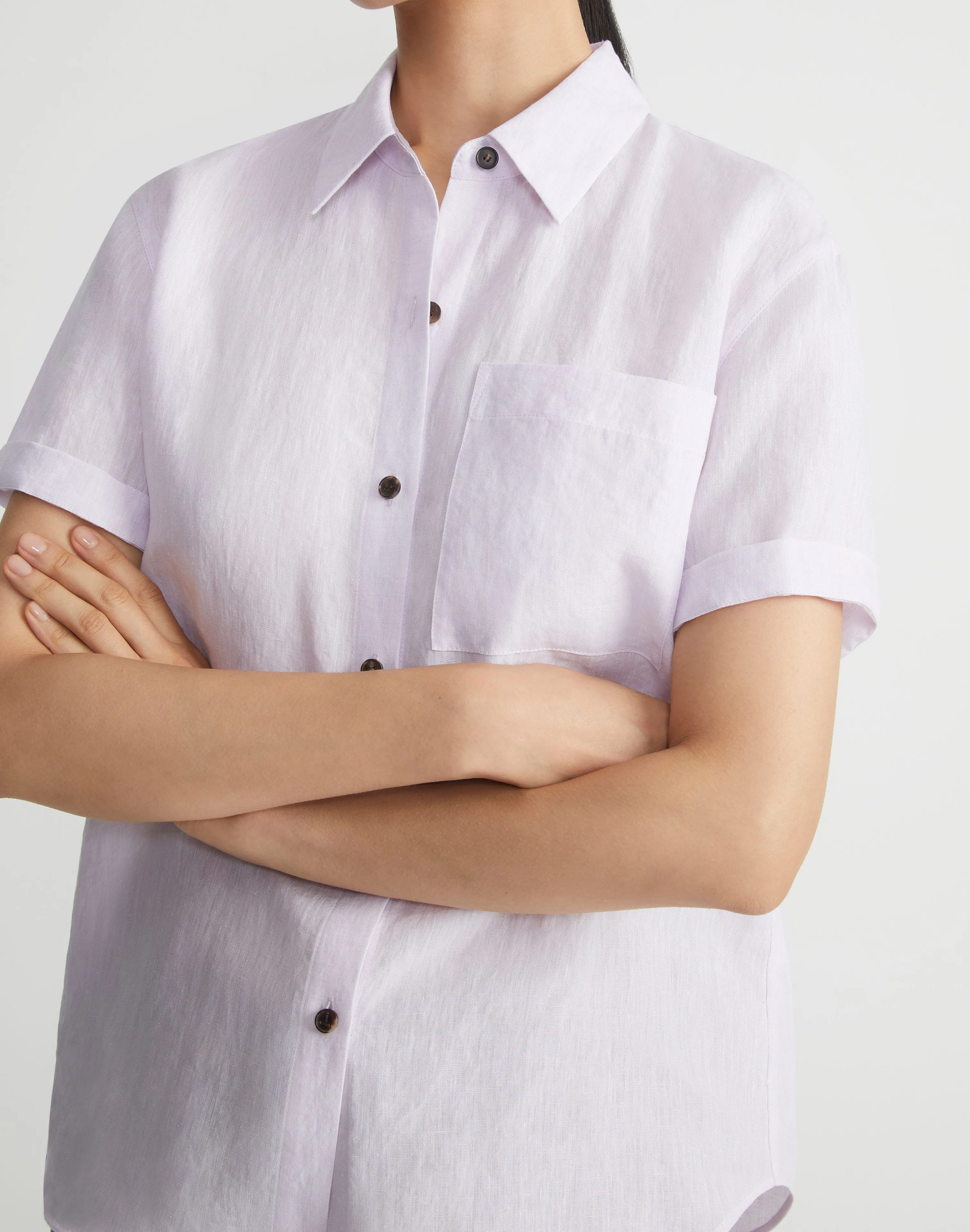 Organic Linen Short Sleeve Pocket Shirt