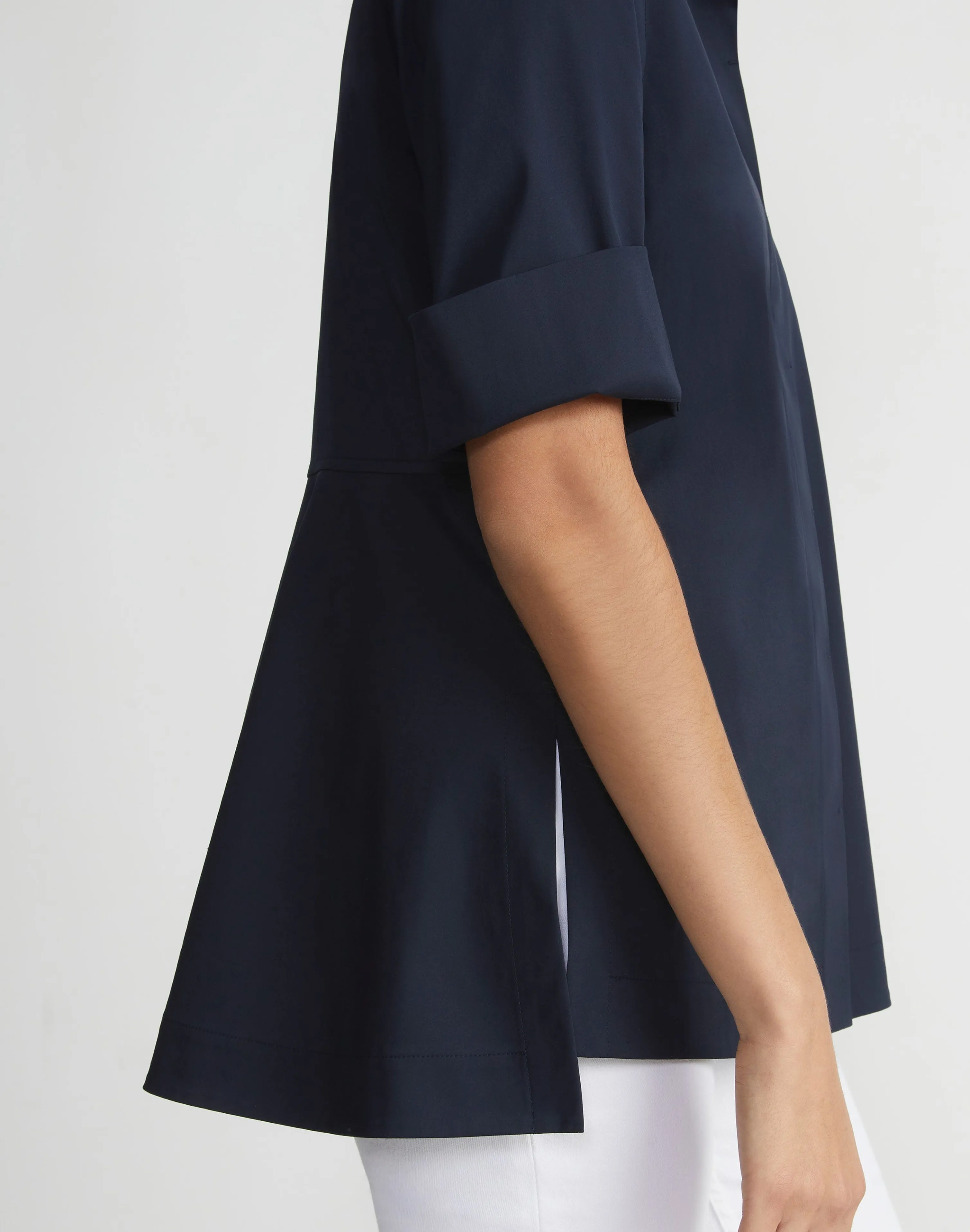 Stretch Cotton Peplum Shirt