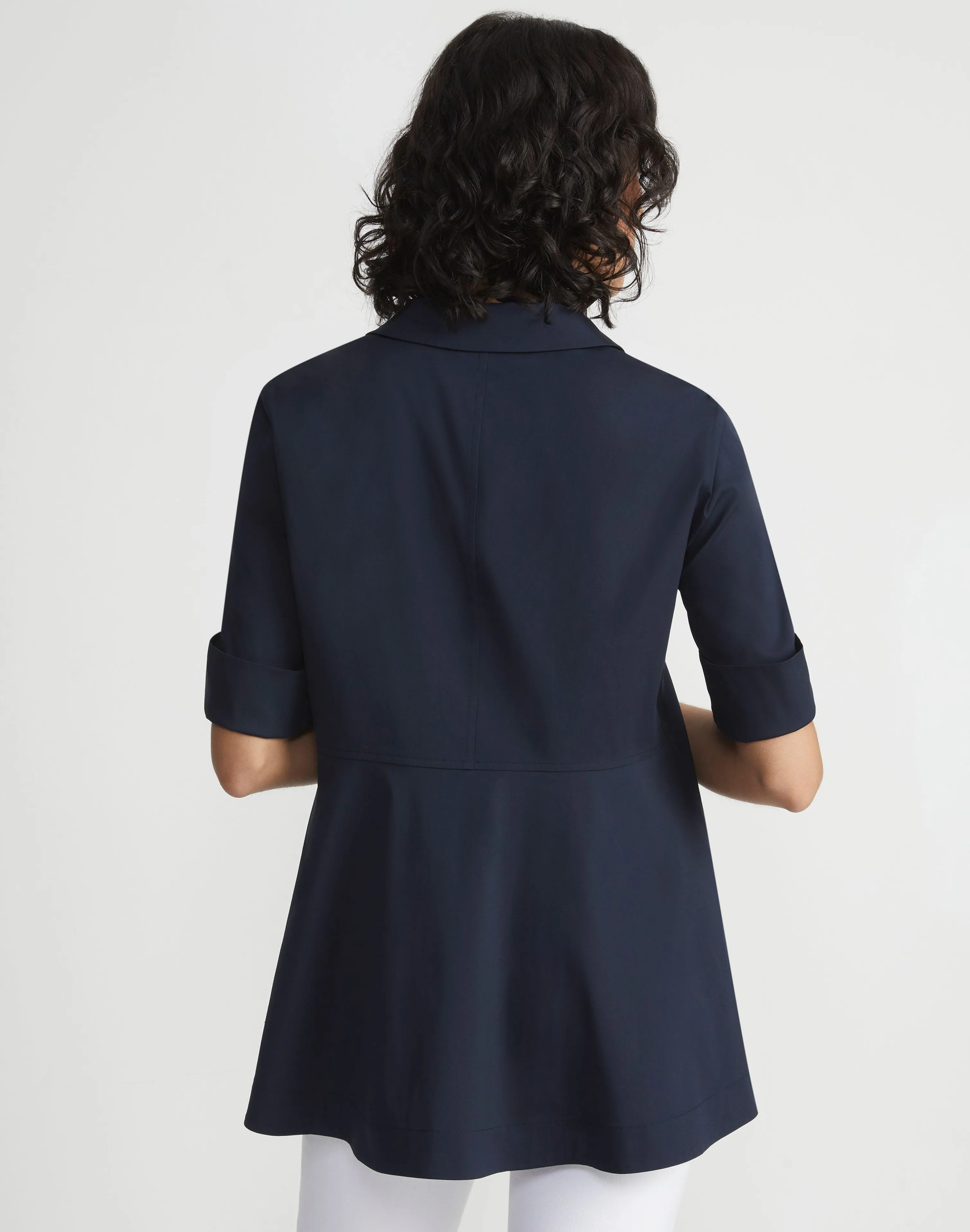 Stretch Cotton Peplum Shirt