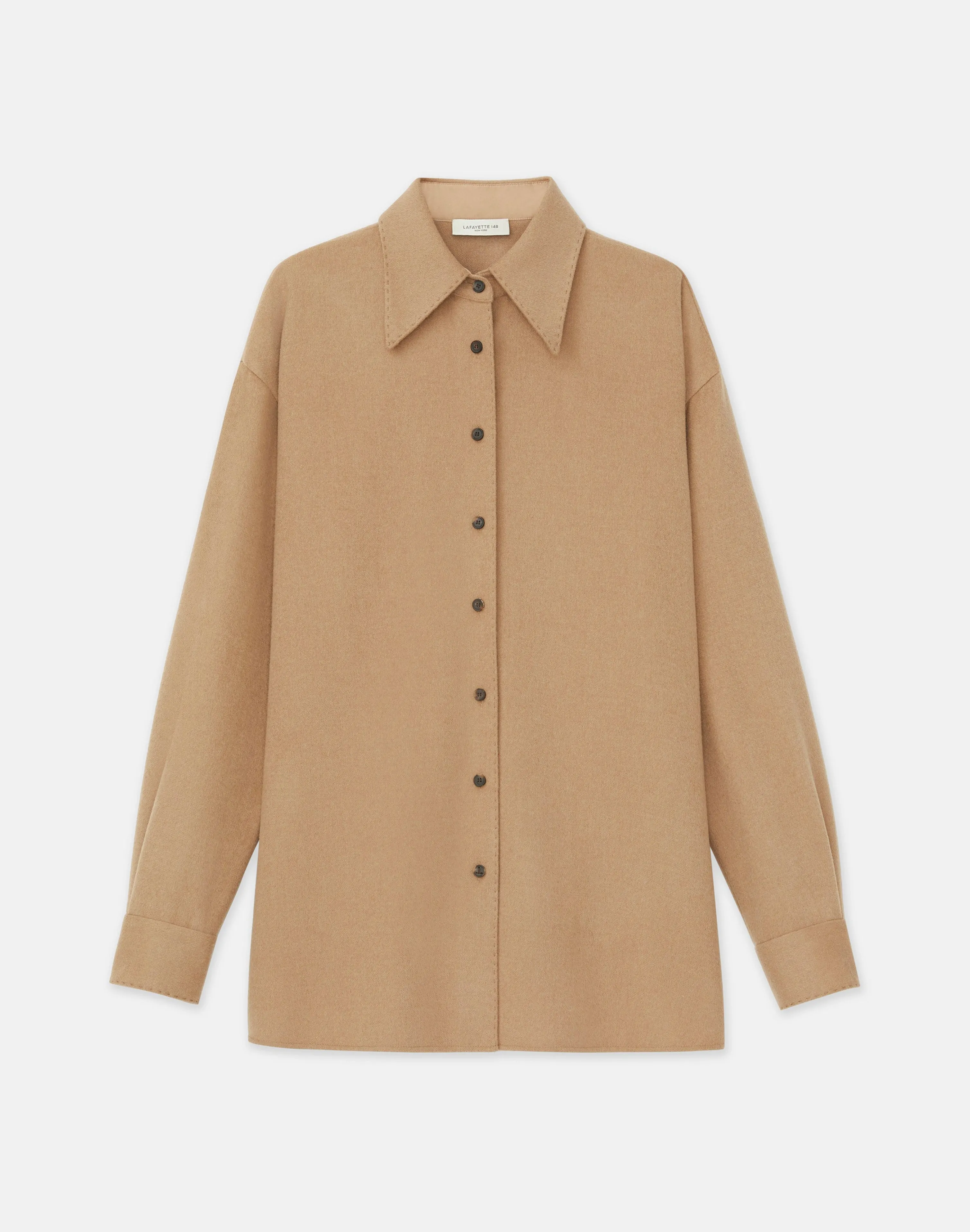Camel Hair Drop Shoulder Shirt Jacket
