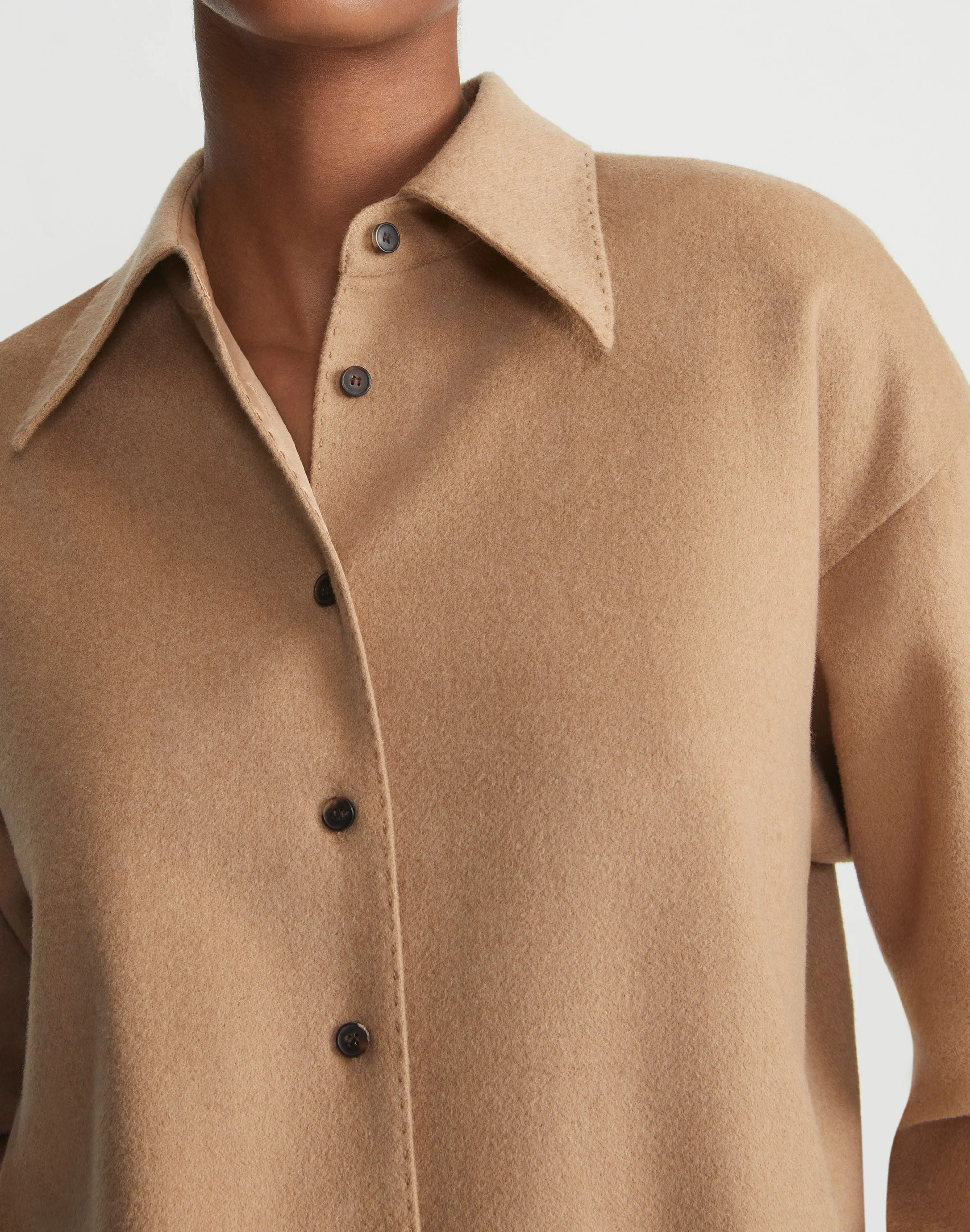 Camel Hair Drop Shoulder Shirt Jacket