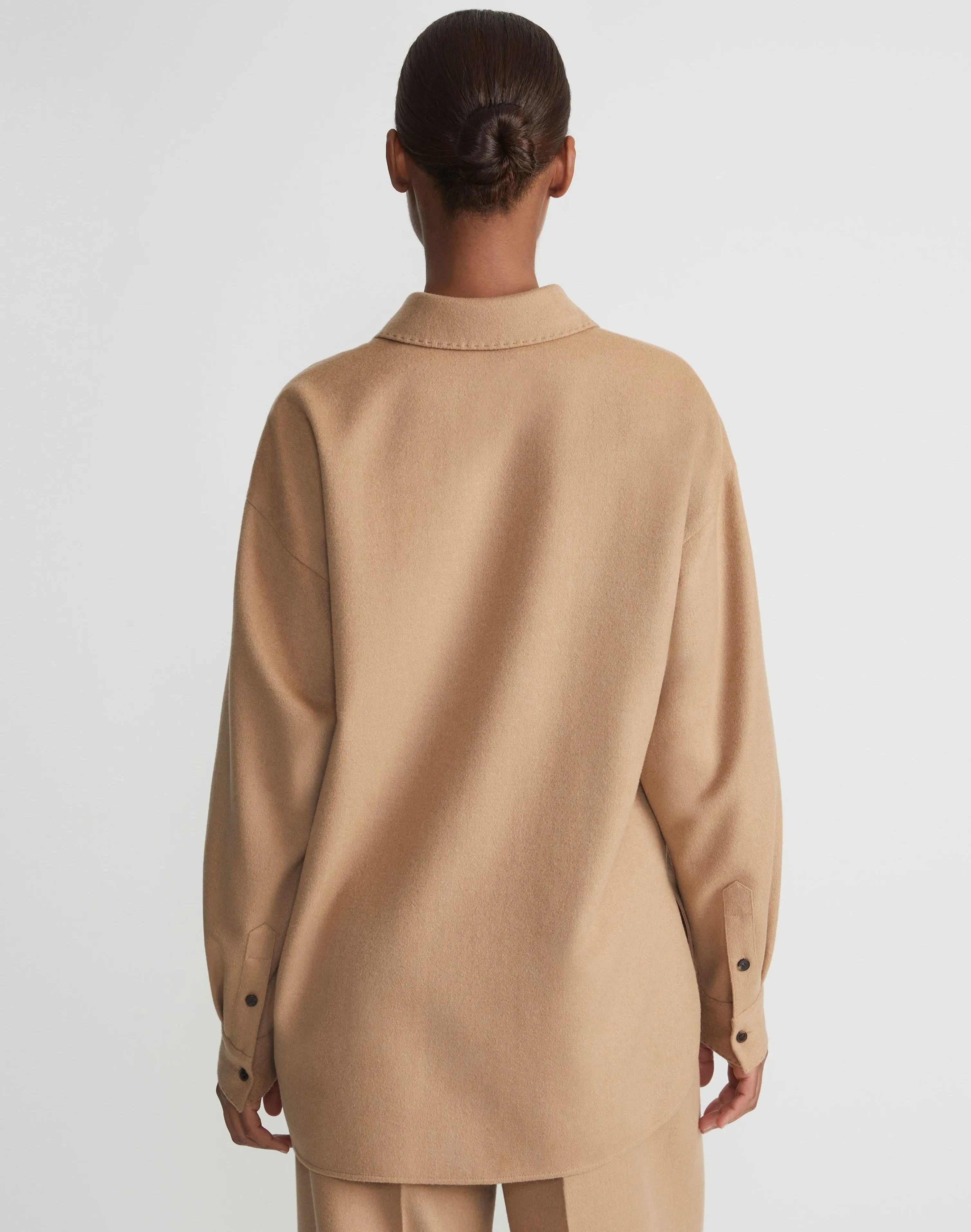 Camel Hair Drop Shoulder Shirt Jacket