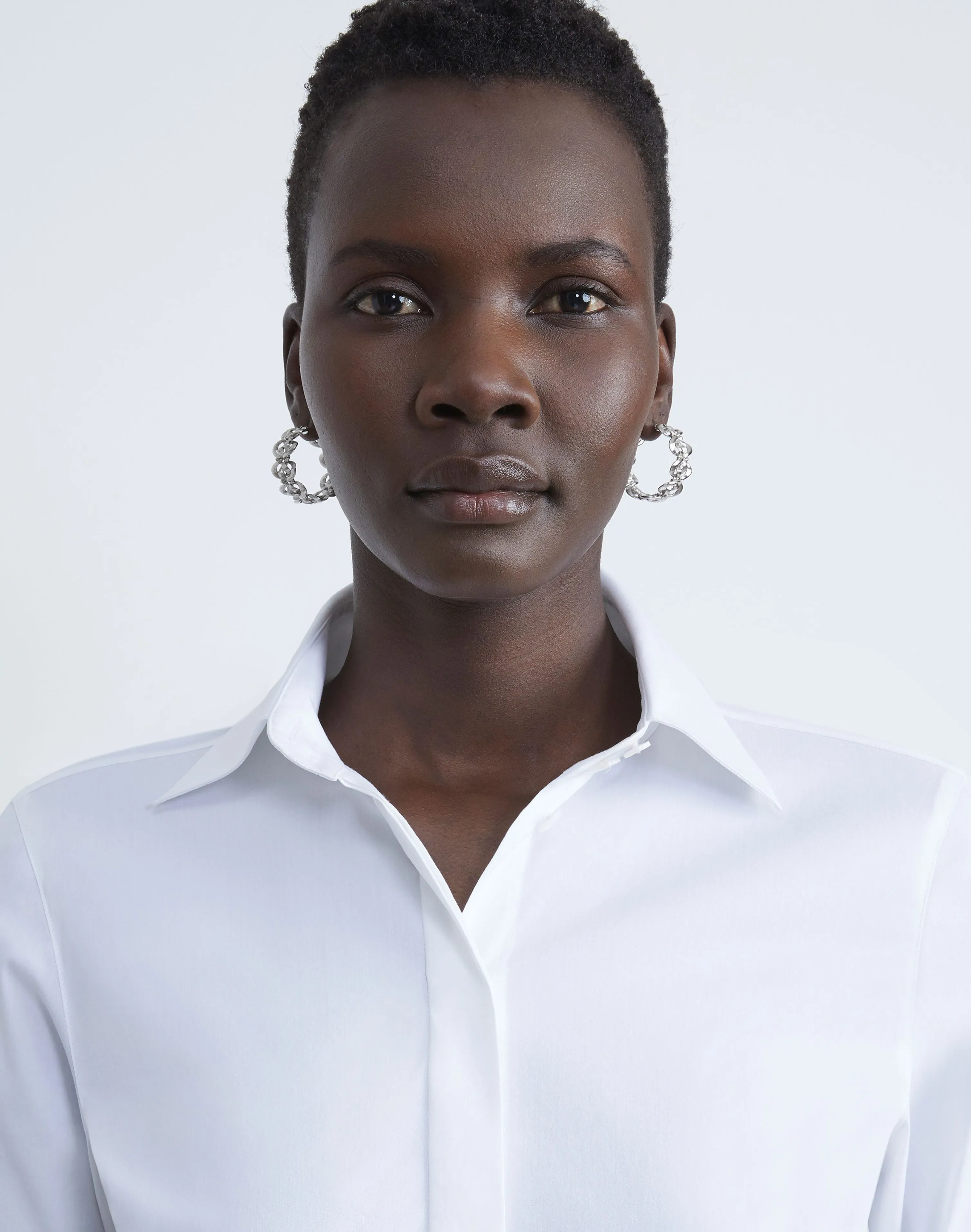 Stretch Cotton Button Down Bodysuit