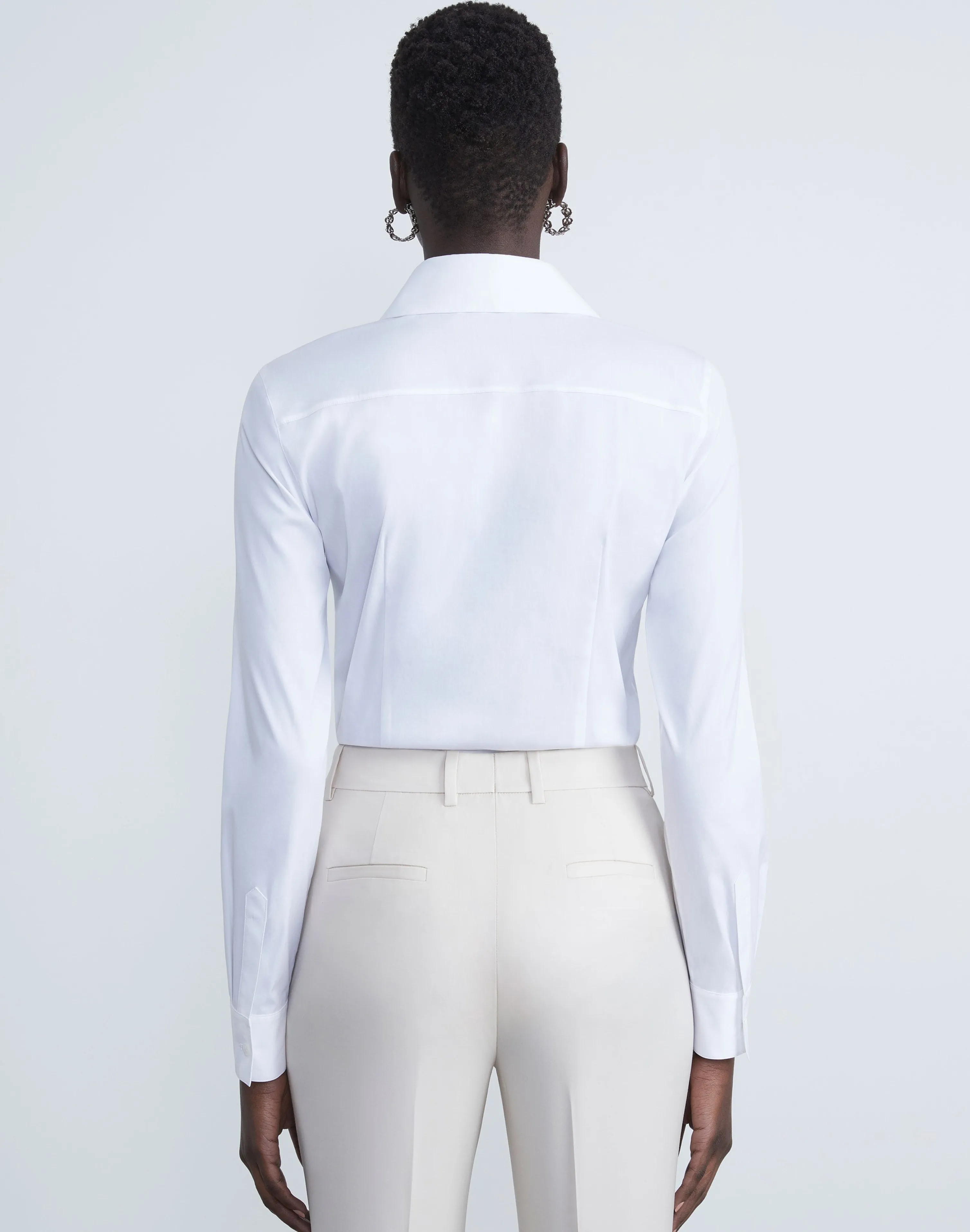 Stretch Cotton Button Down Bodysuit