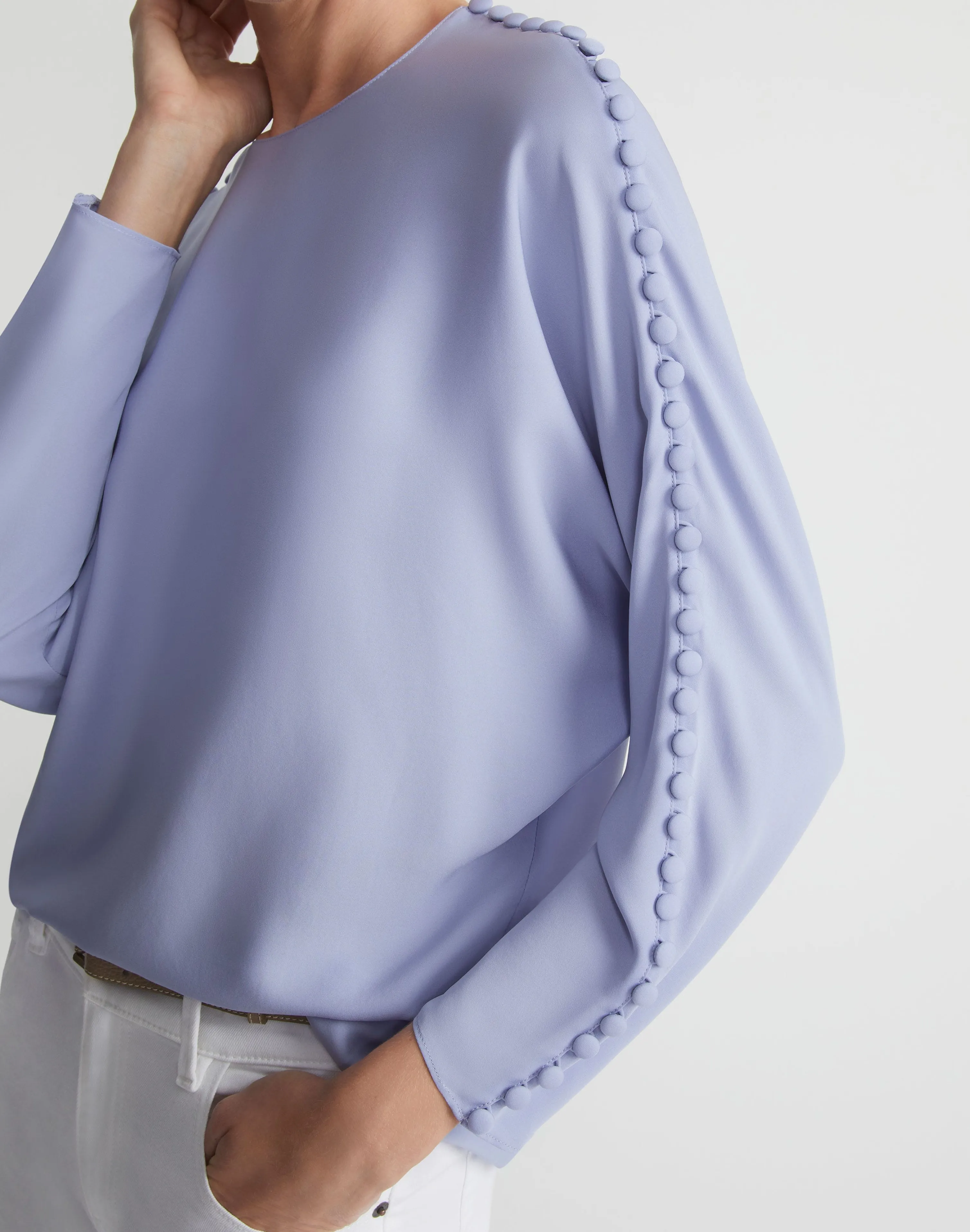 Organic Silk Georgette Button Sleeve Blouse