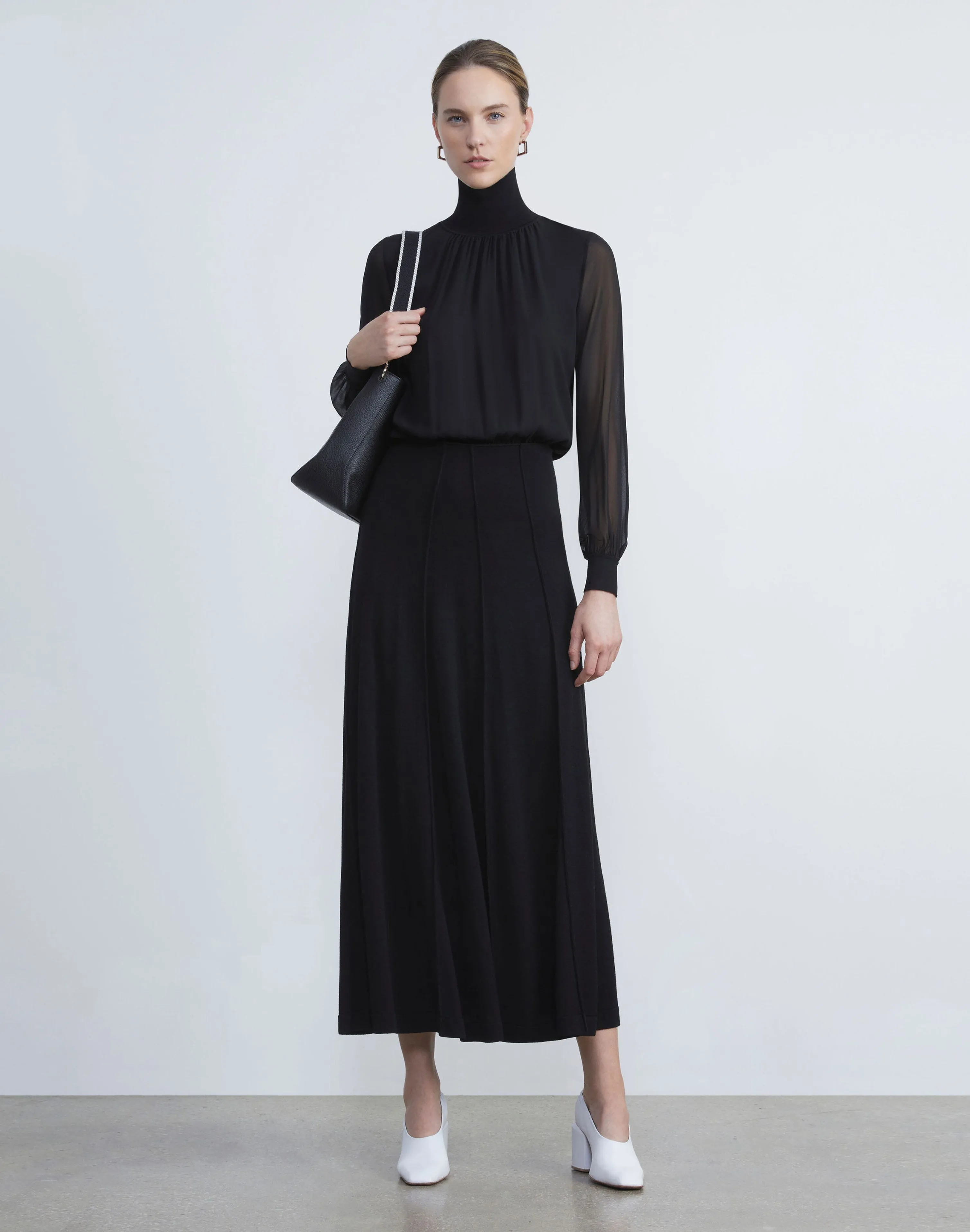 Silk Georgette Turtleneck Blouse