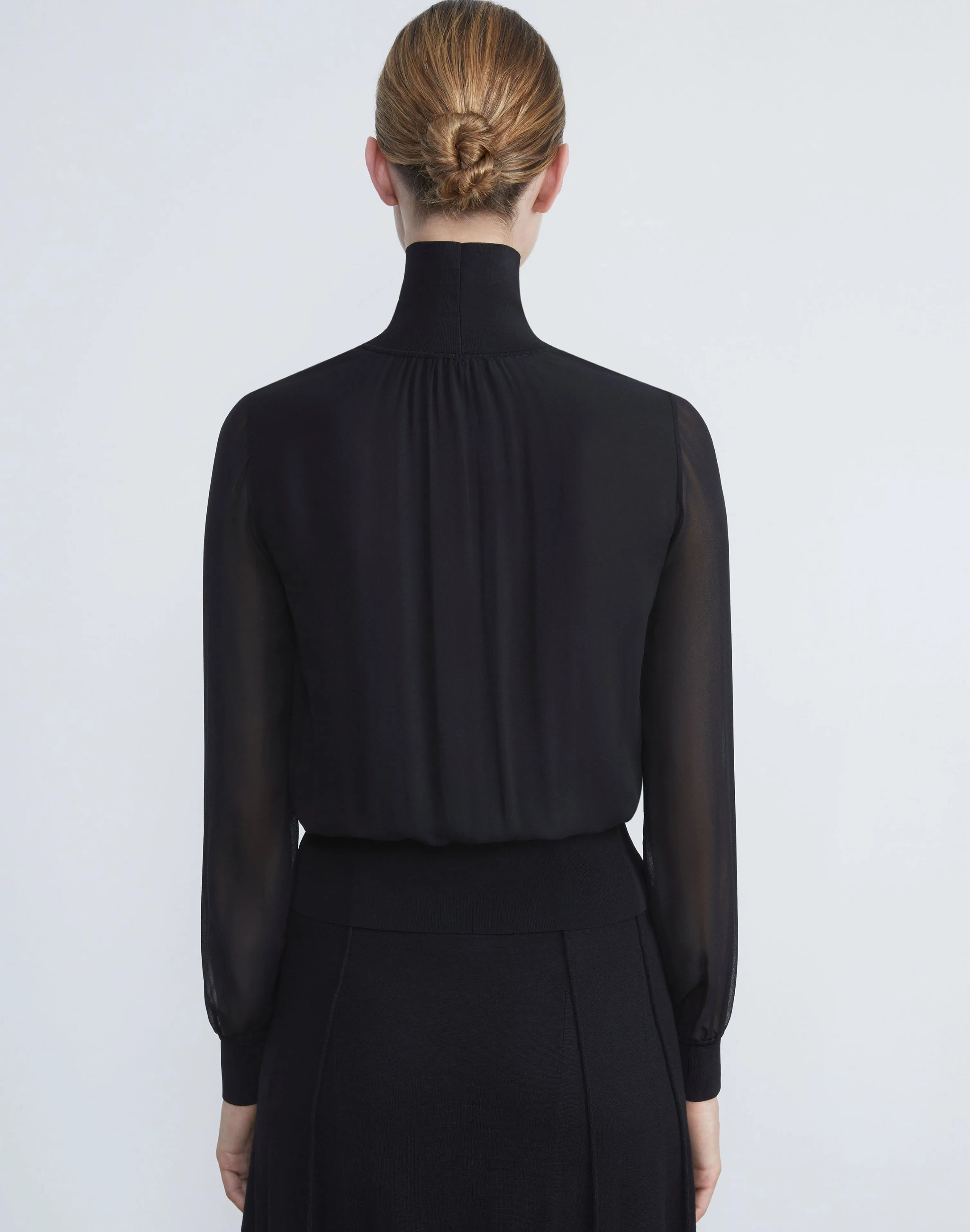 Silk Georgette Turtleneck Blouse