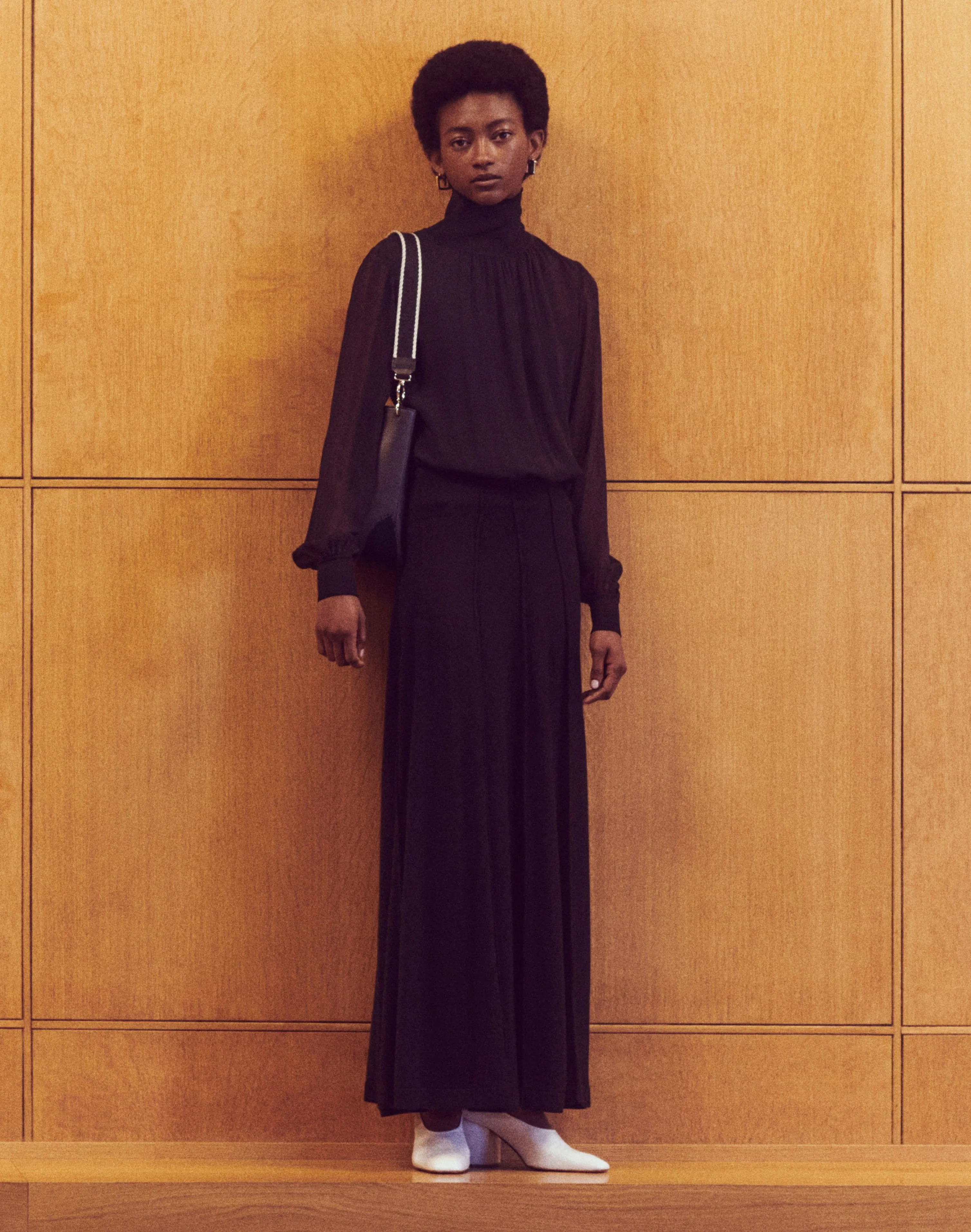 Silk Georgette Turtleneck Blouse