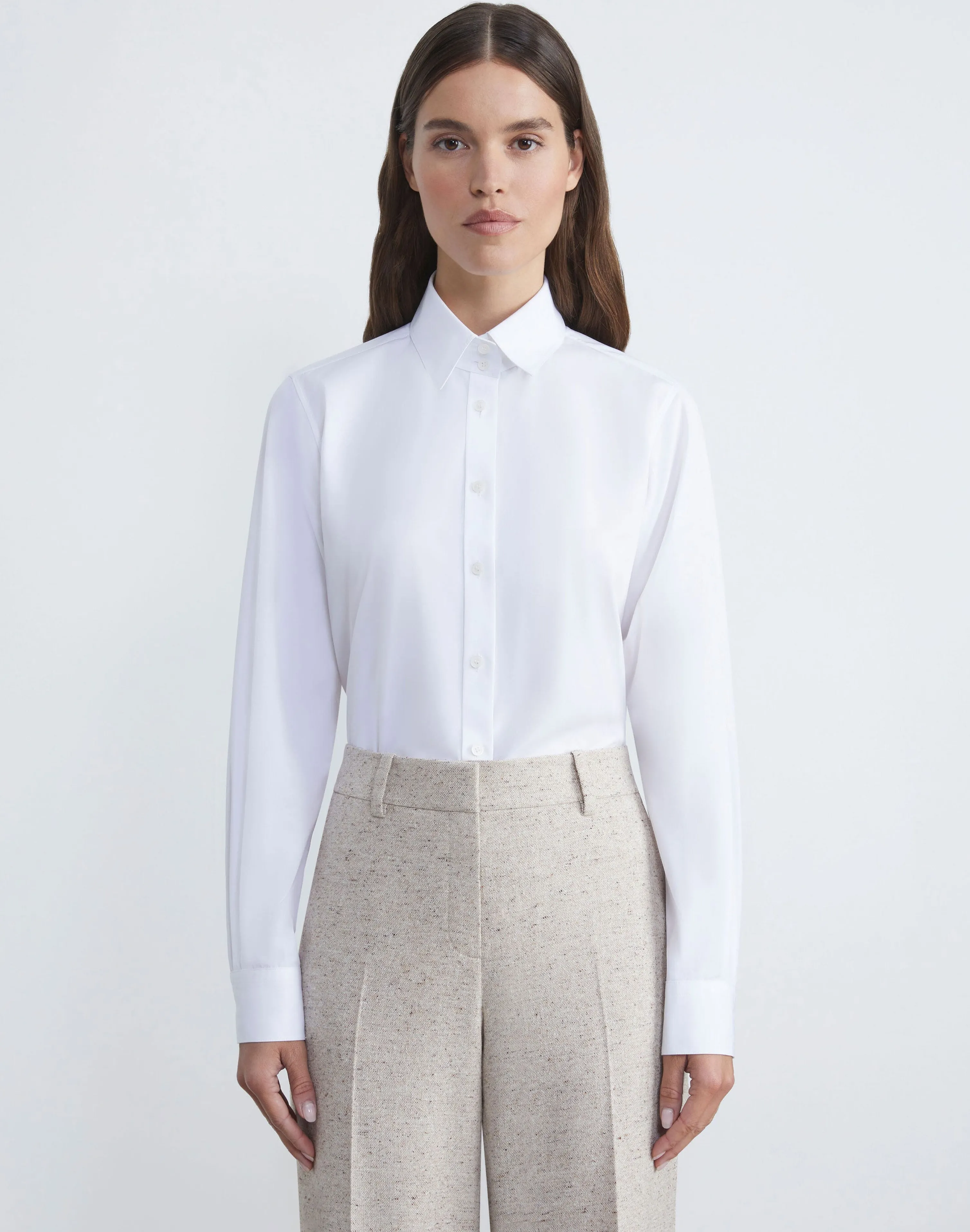 Organic Cotton Poplin High Collar Shirt