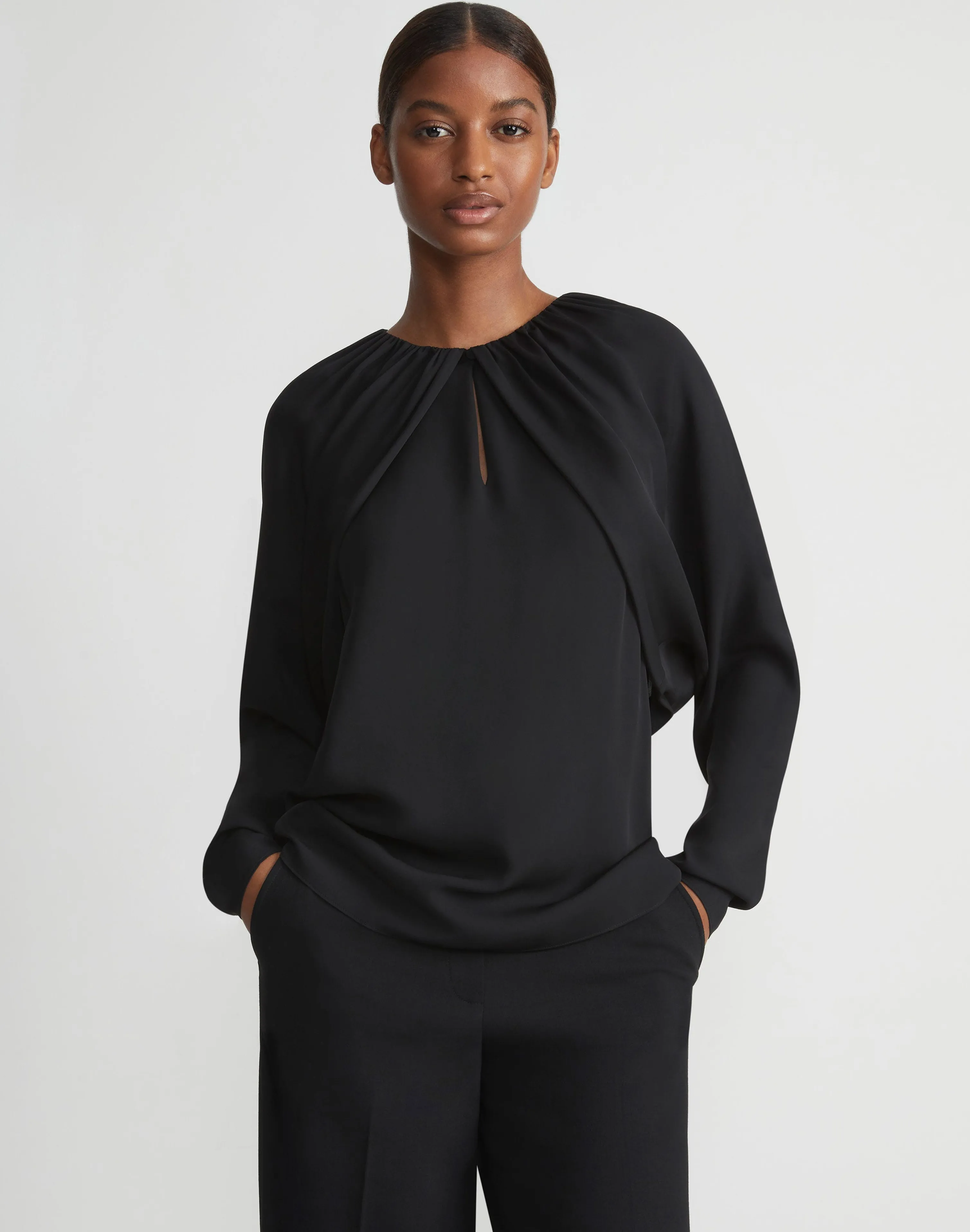 Organic Silk Georgette Cutaway Bolero Blouse