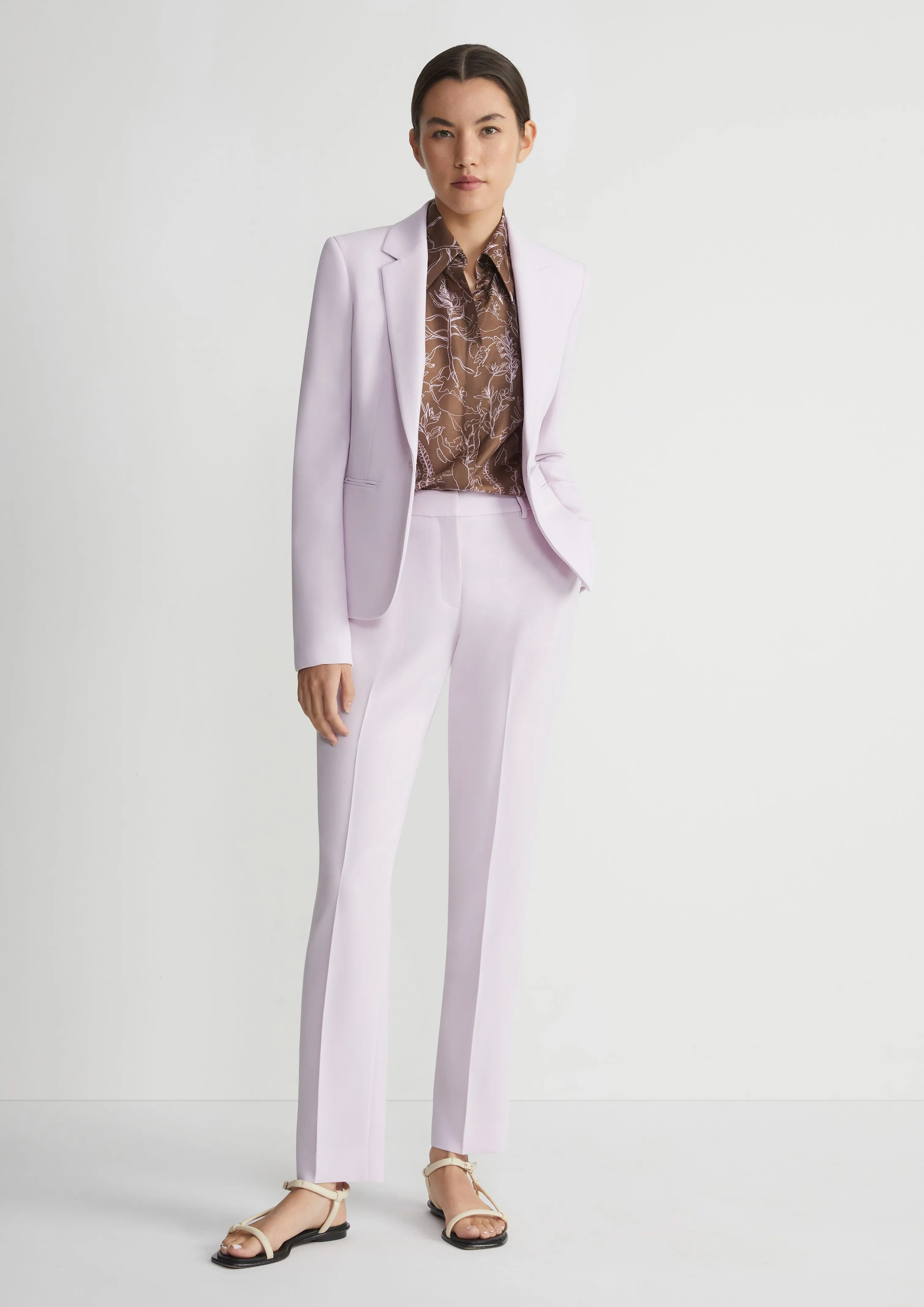 Flora Print Silk Twill Point Collar Blouse