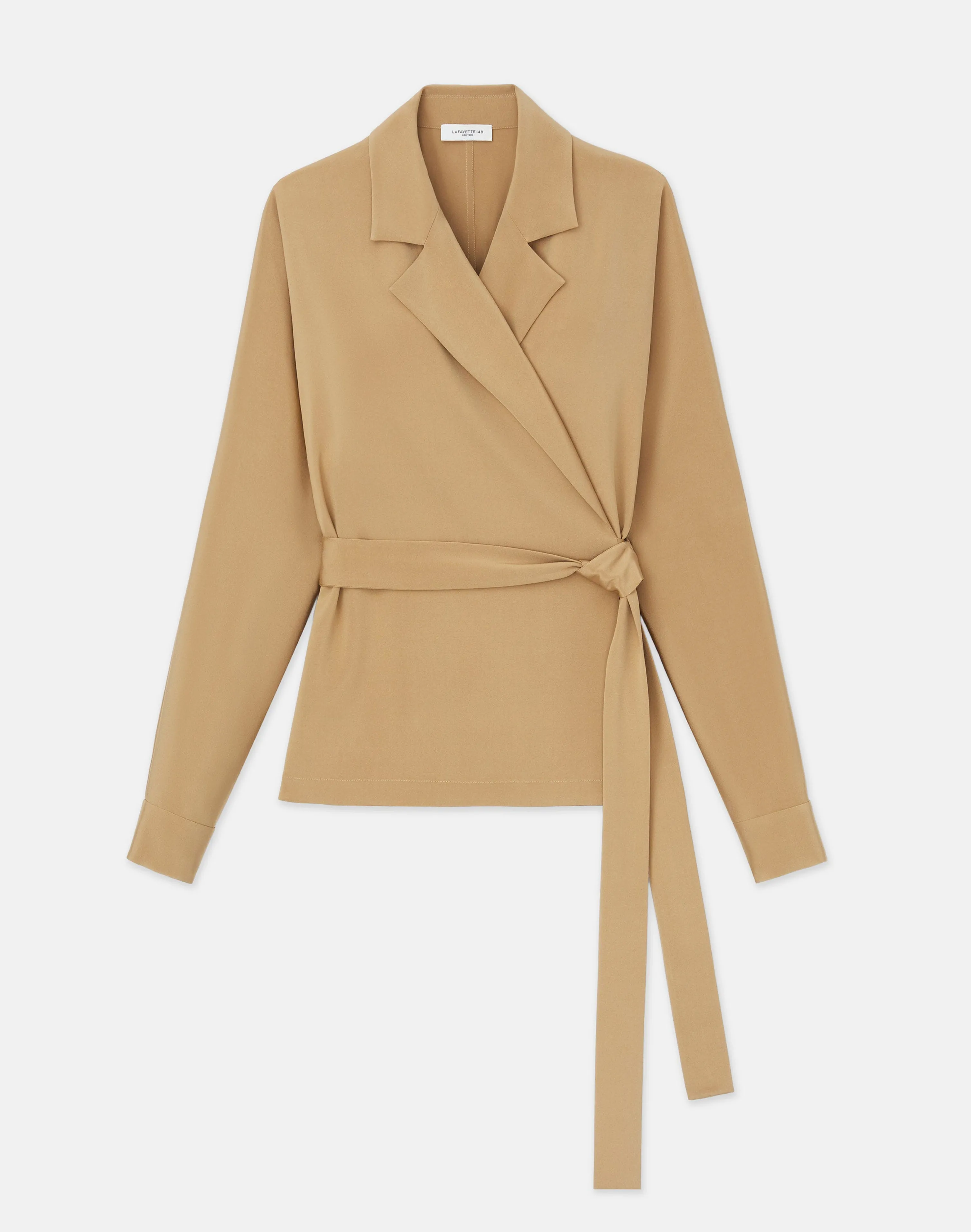 Organic Silk Stretch Crepe De Chine Wrap Shirt Jacket