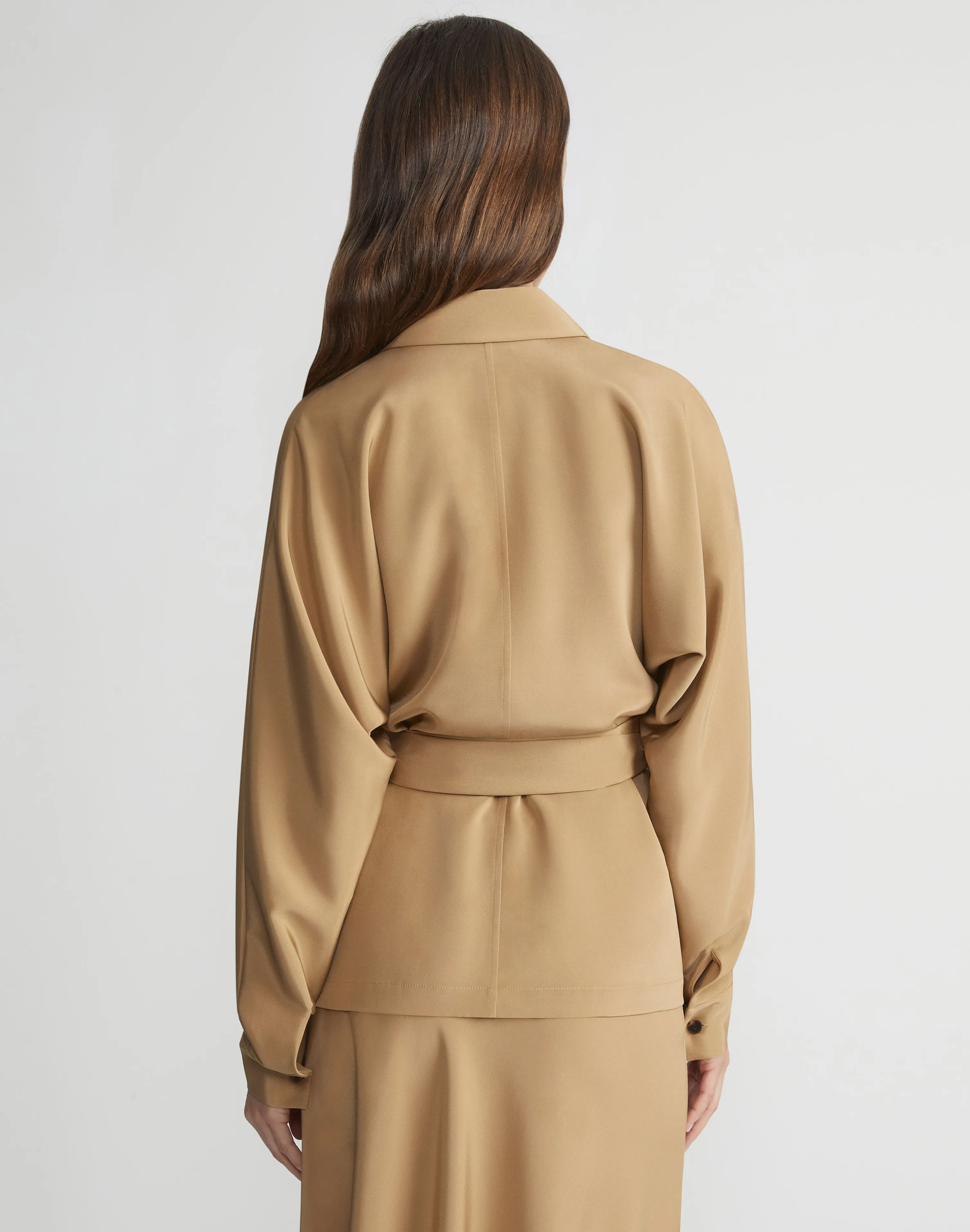 Organic Silk Stretch Crepe De Chine Wrap Shirt Jacket