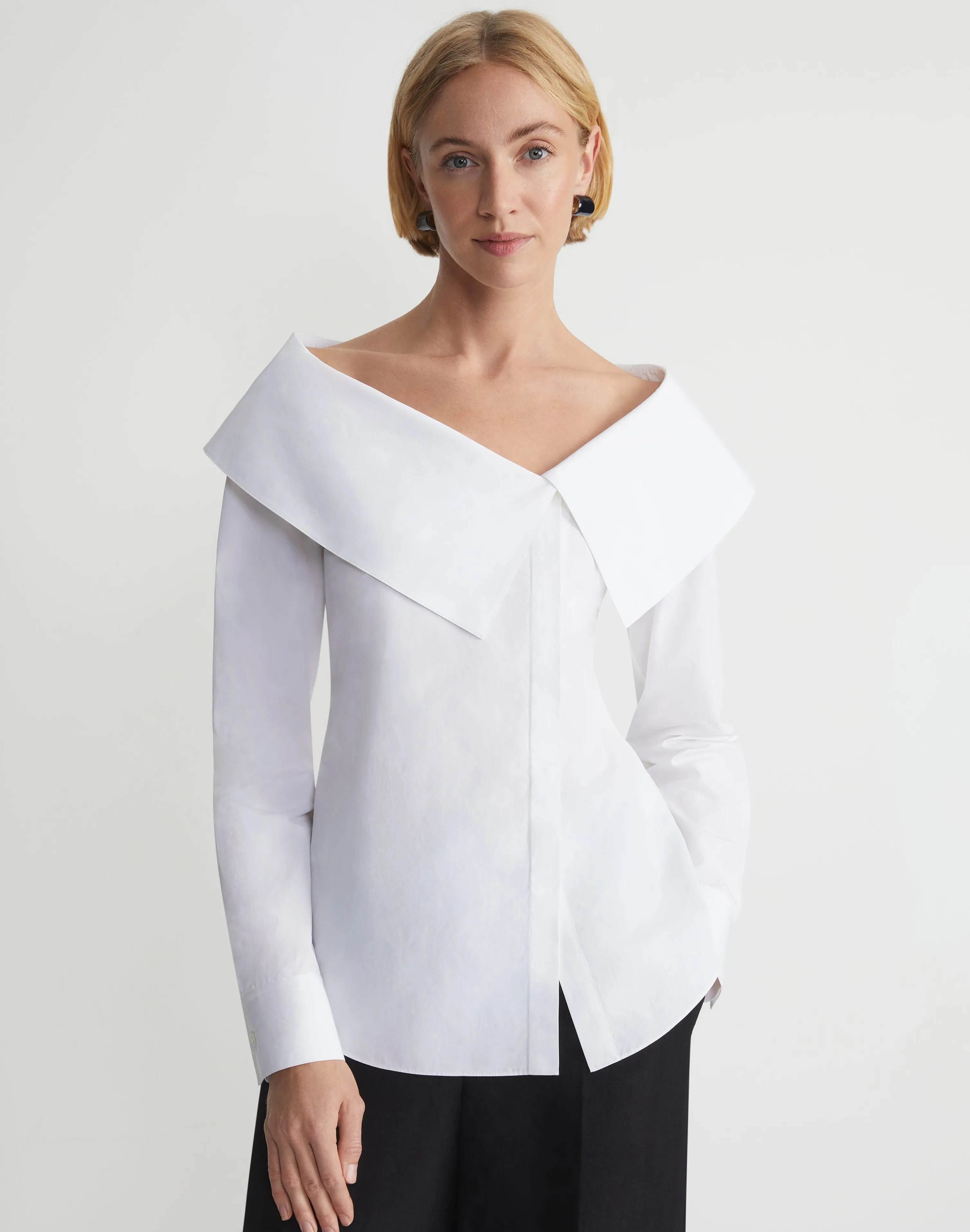 Organic Cotton Poplin Portrait Collar Shirt