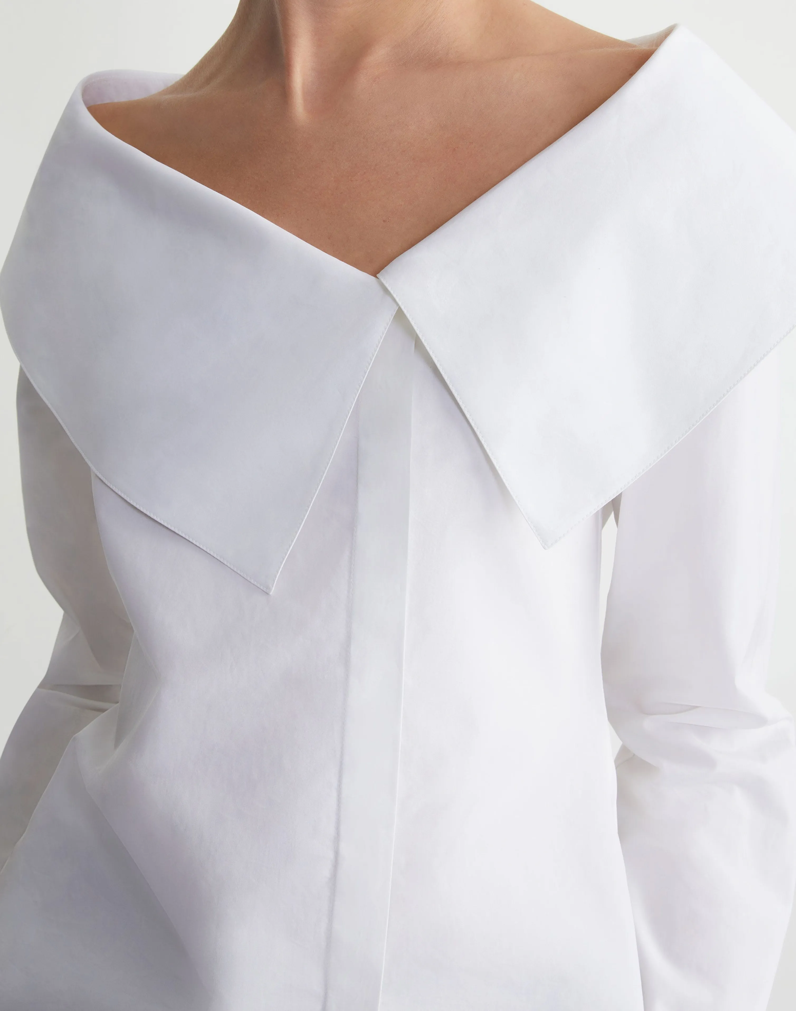 Organic Cotton Poplin Portrait Collar Shirt