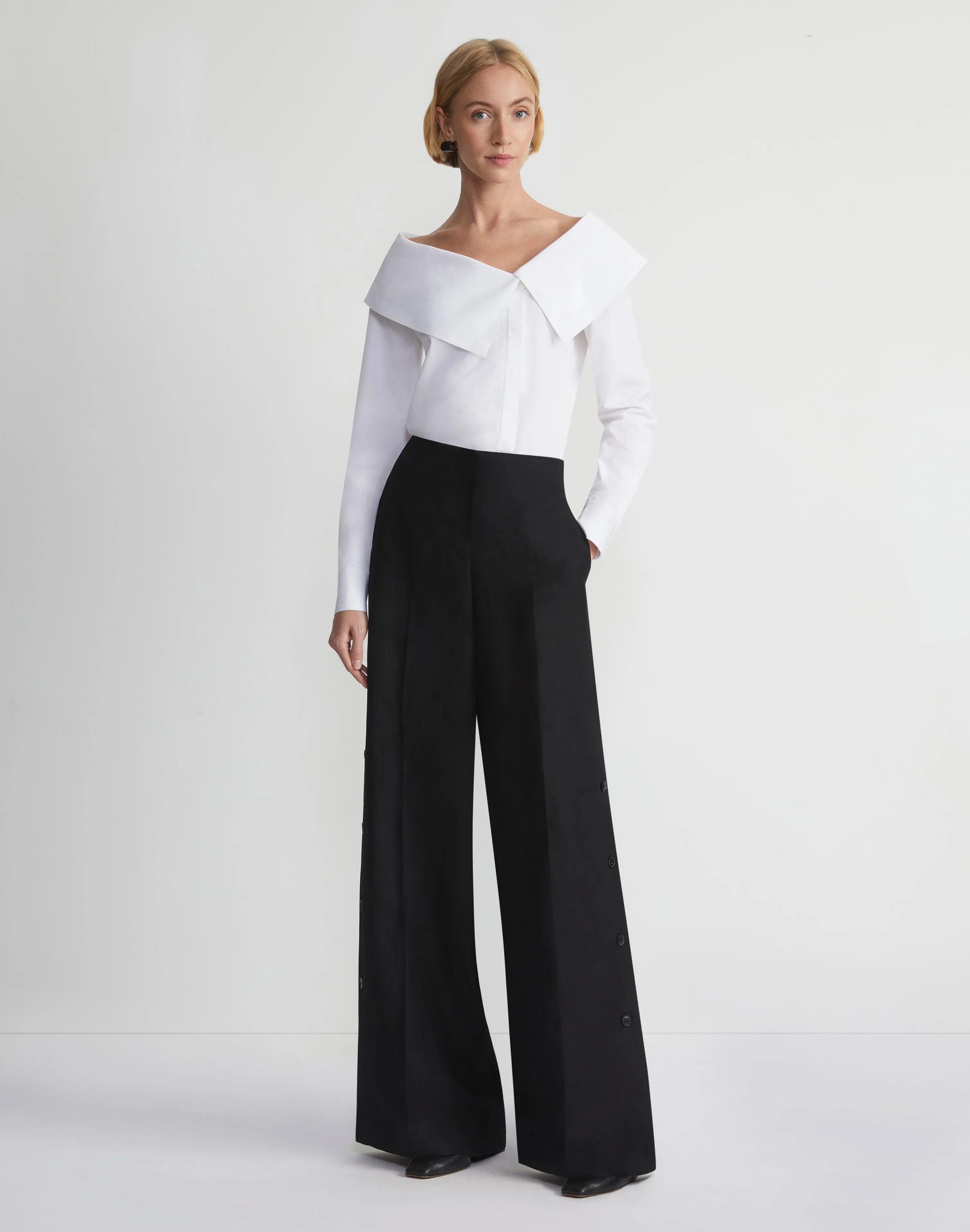 Organic Cotton Poplin Portrait Collar Shirt