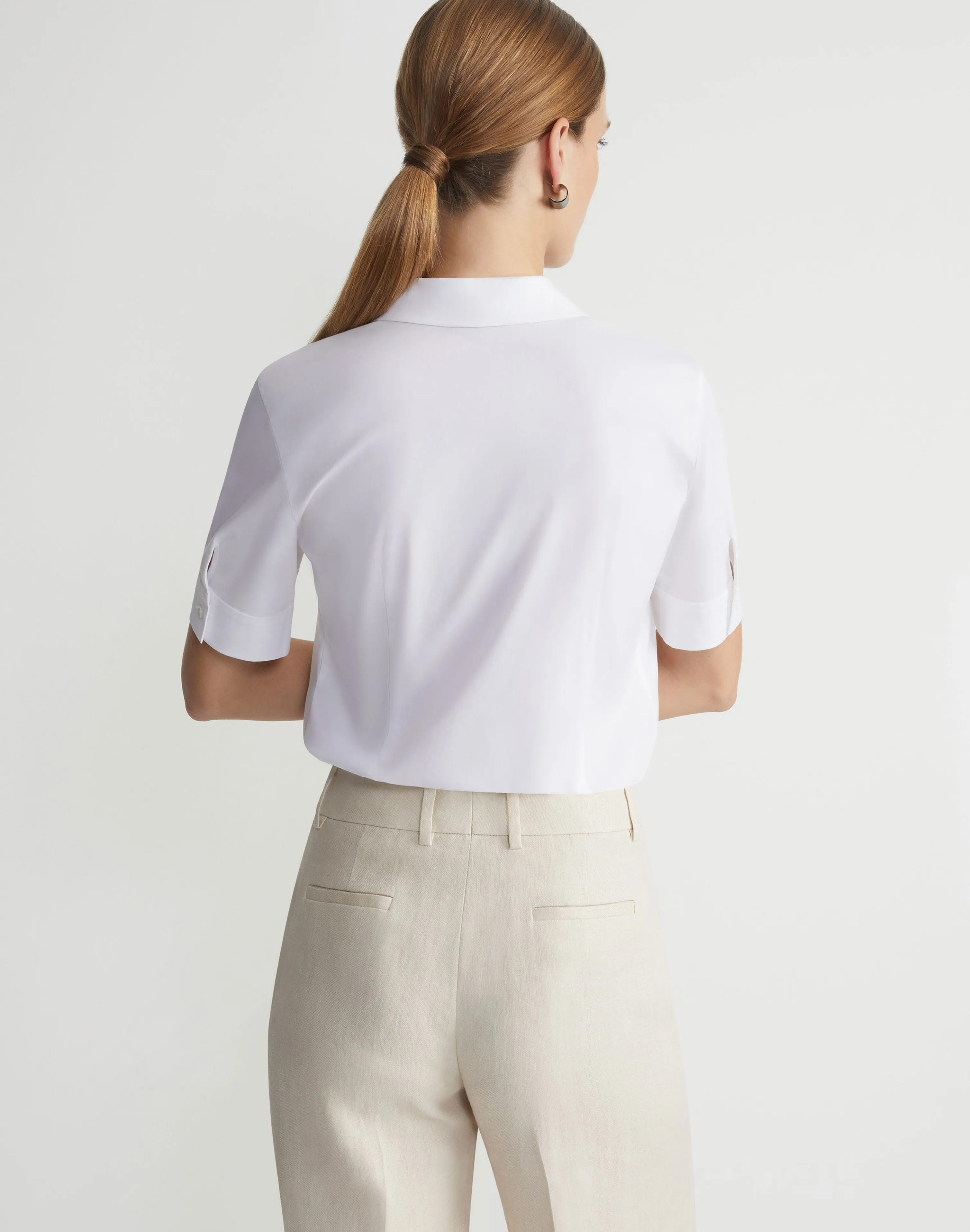 Stretch Cotton Notch Collar Shirt