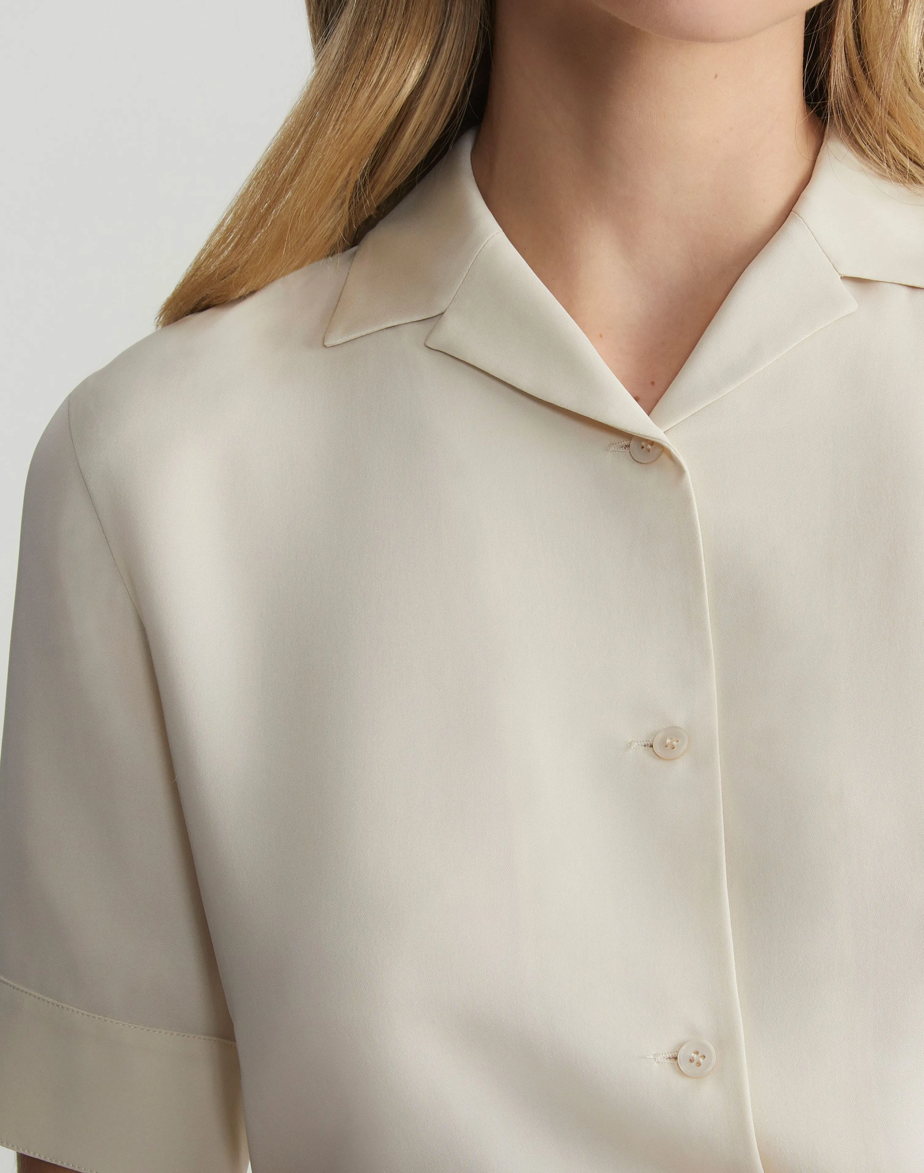 Organic Silk Georgette Notch Collar Blouse