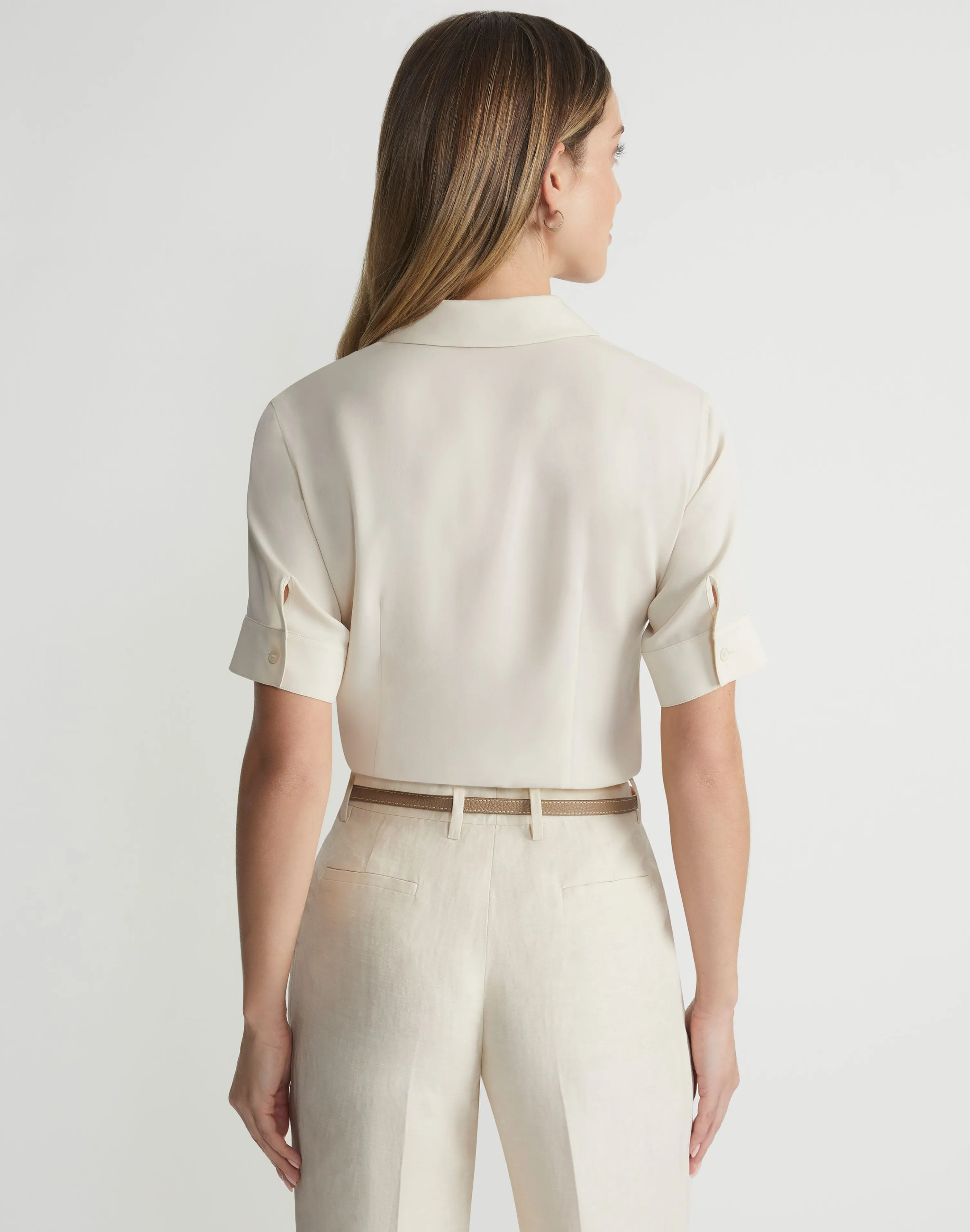 Organic Silk Georgette Notch Collar Blouse