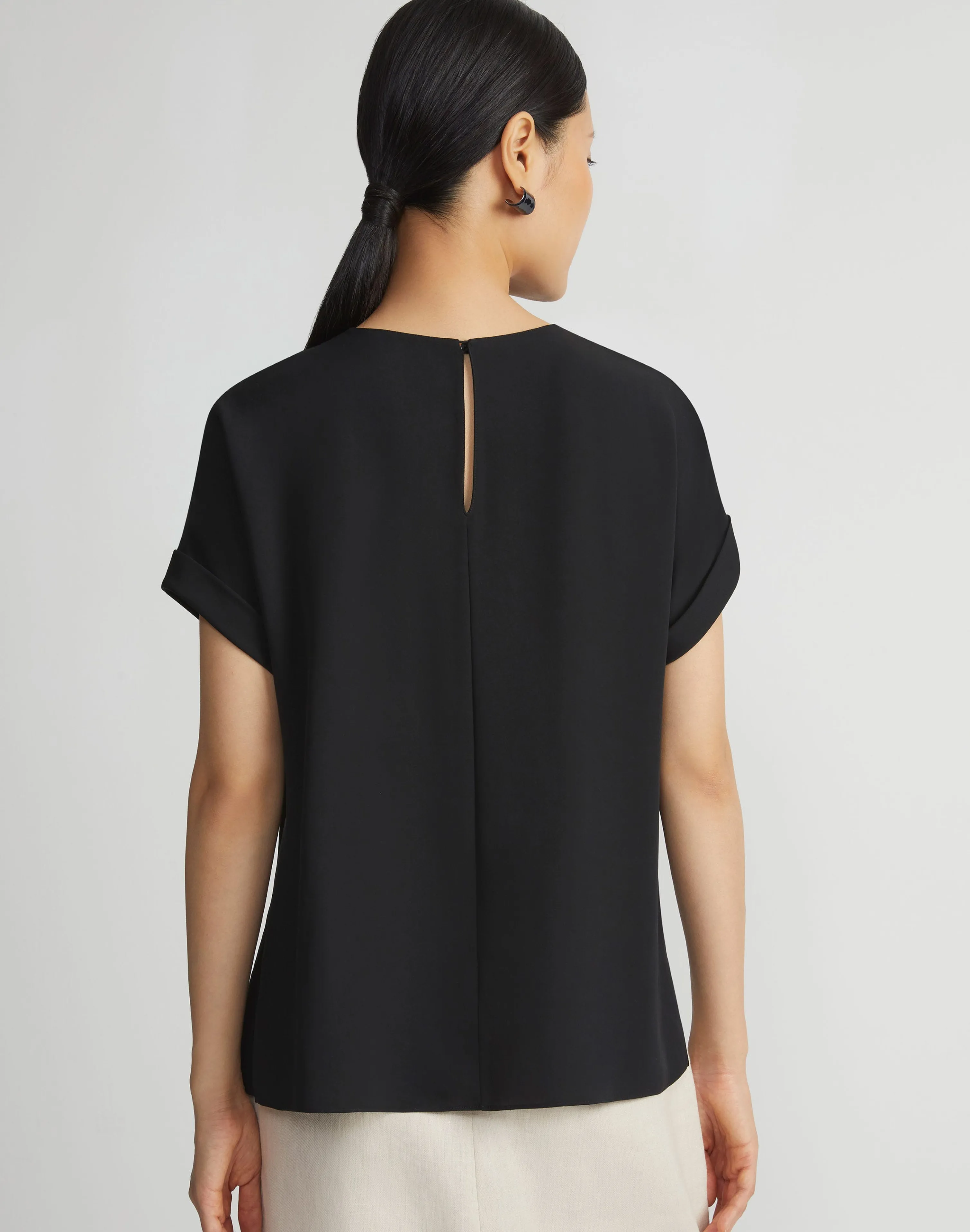 Organic Silk Georgette Cuffed T-Shirt Blouse