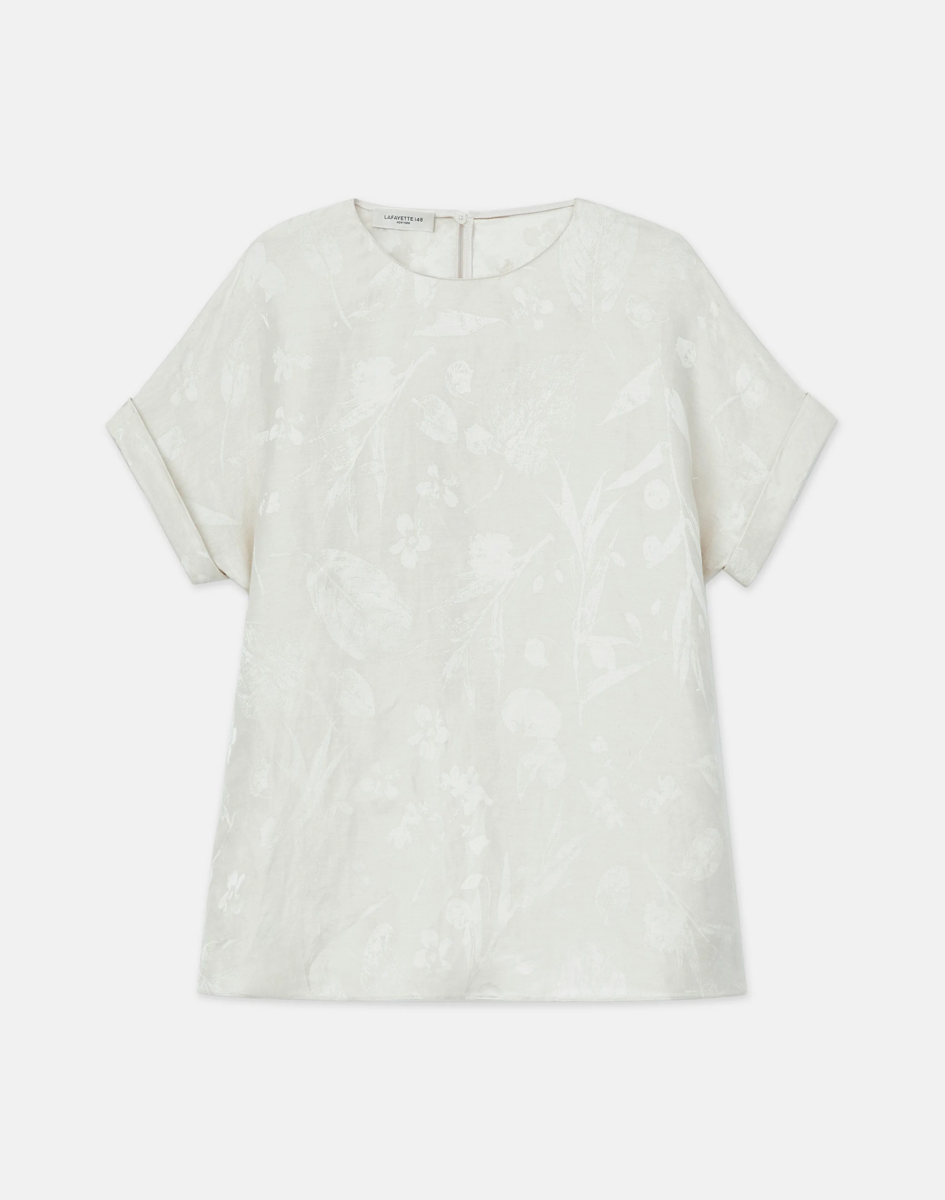 Eco Flora Jacquard Linen-Viscose T-Shirt Blouse