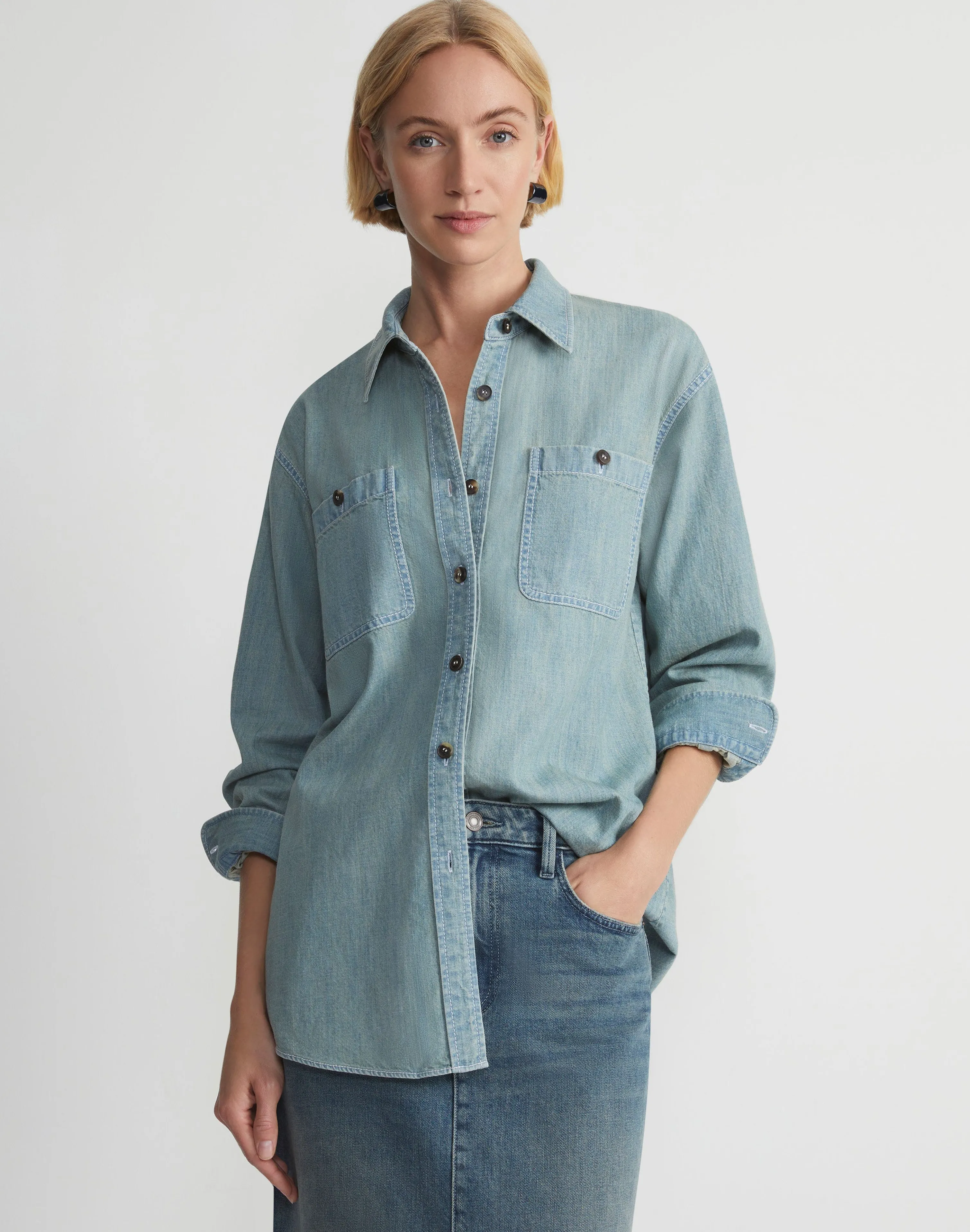 Organic Cotton Chambray Pocket Shirt