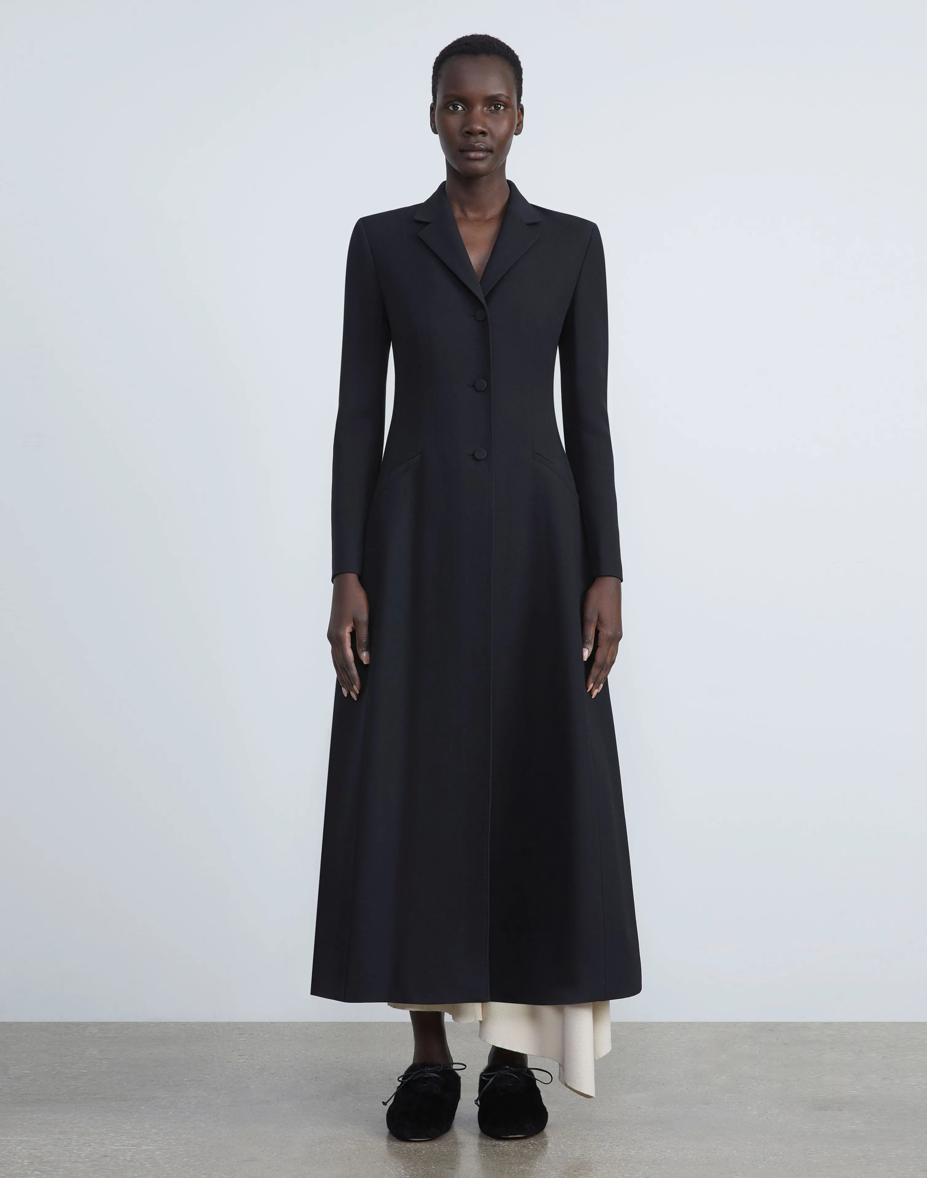 Wool-Silk Crepe Three-Button Academy Coat