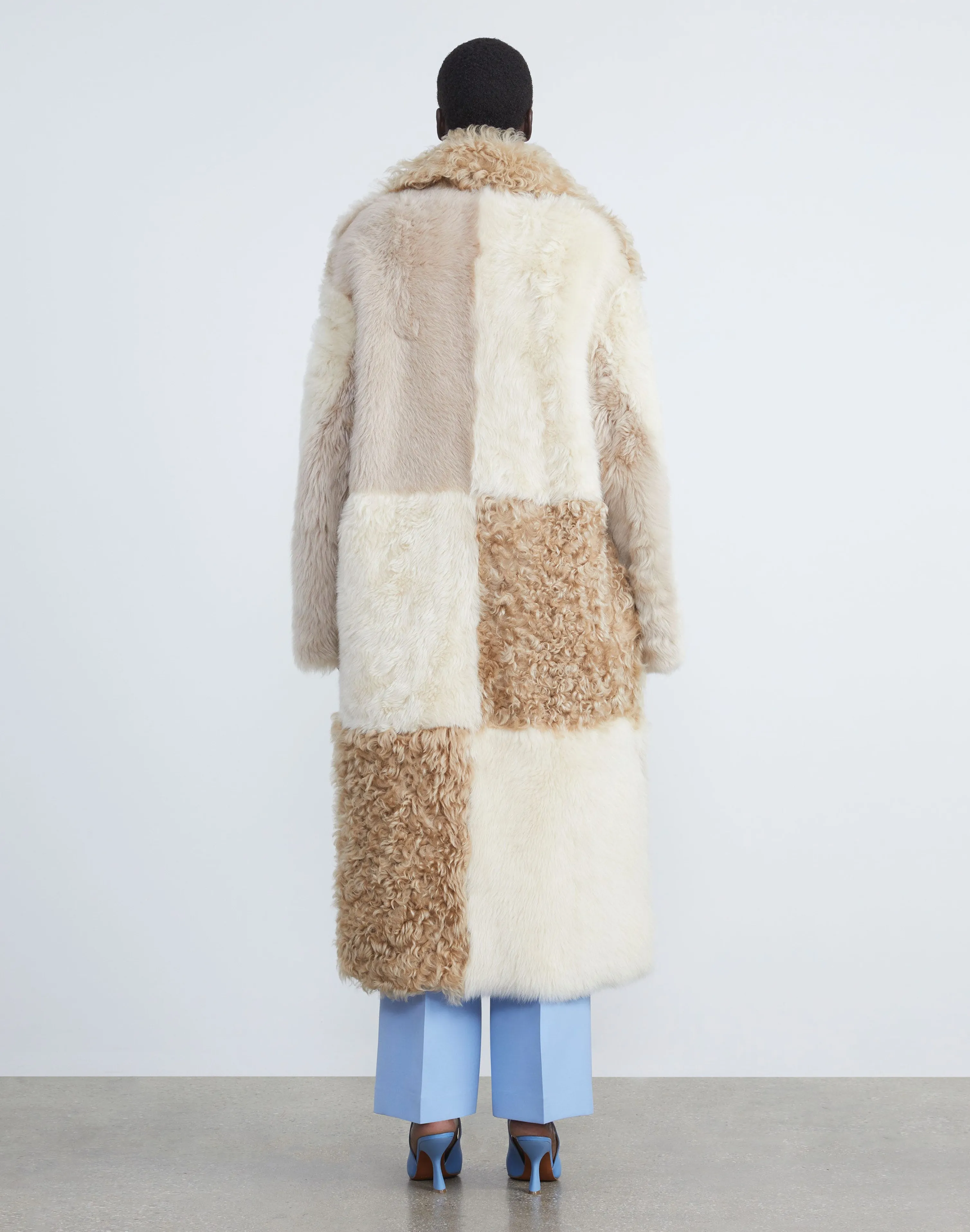 Long Hair Shearling Reversible Double-Breasted Overcoat