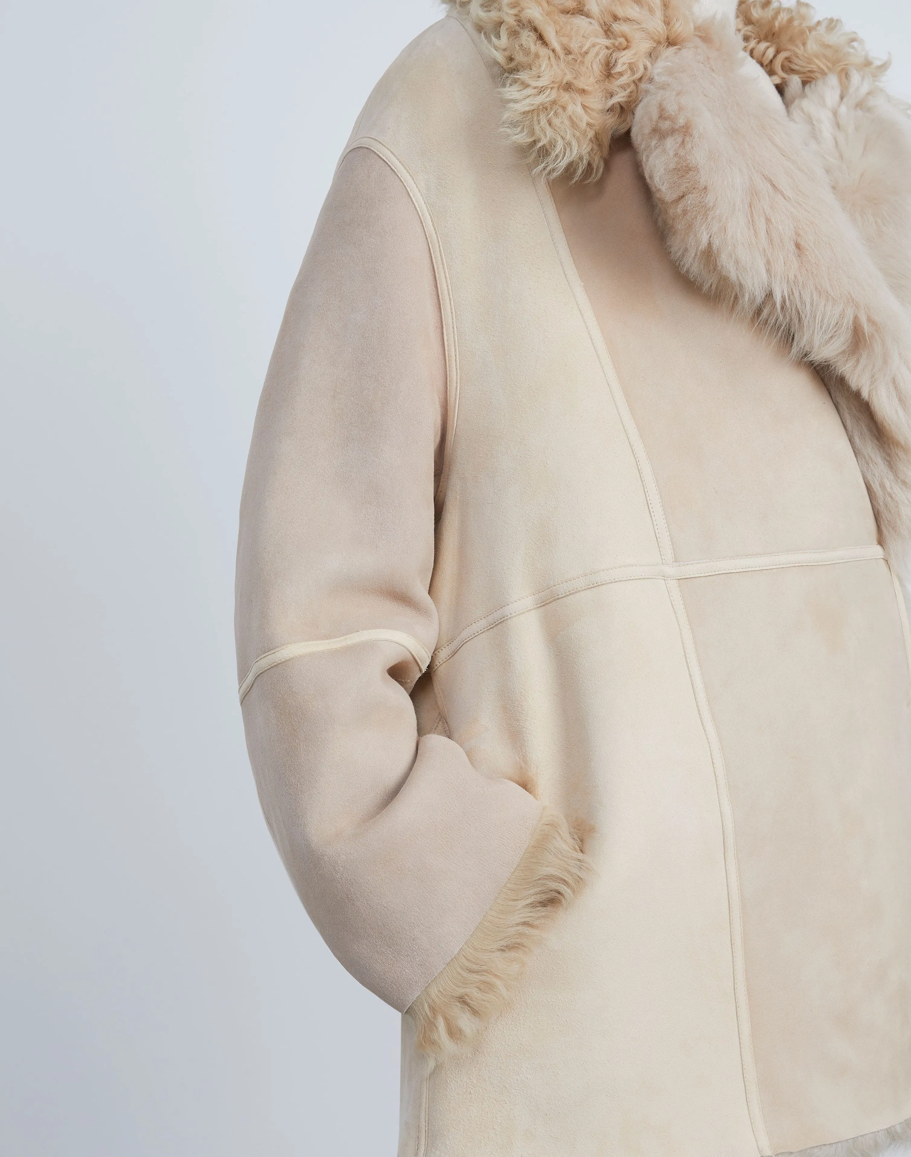 Shearling Reversible Double-Breasted Oversized Peacoat