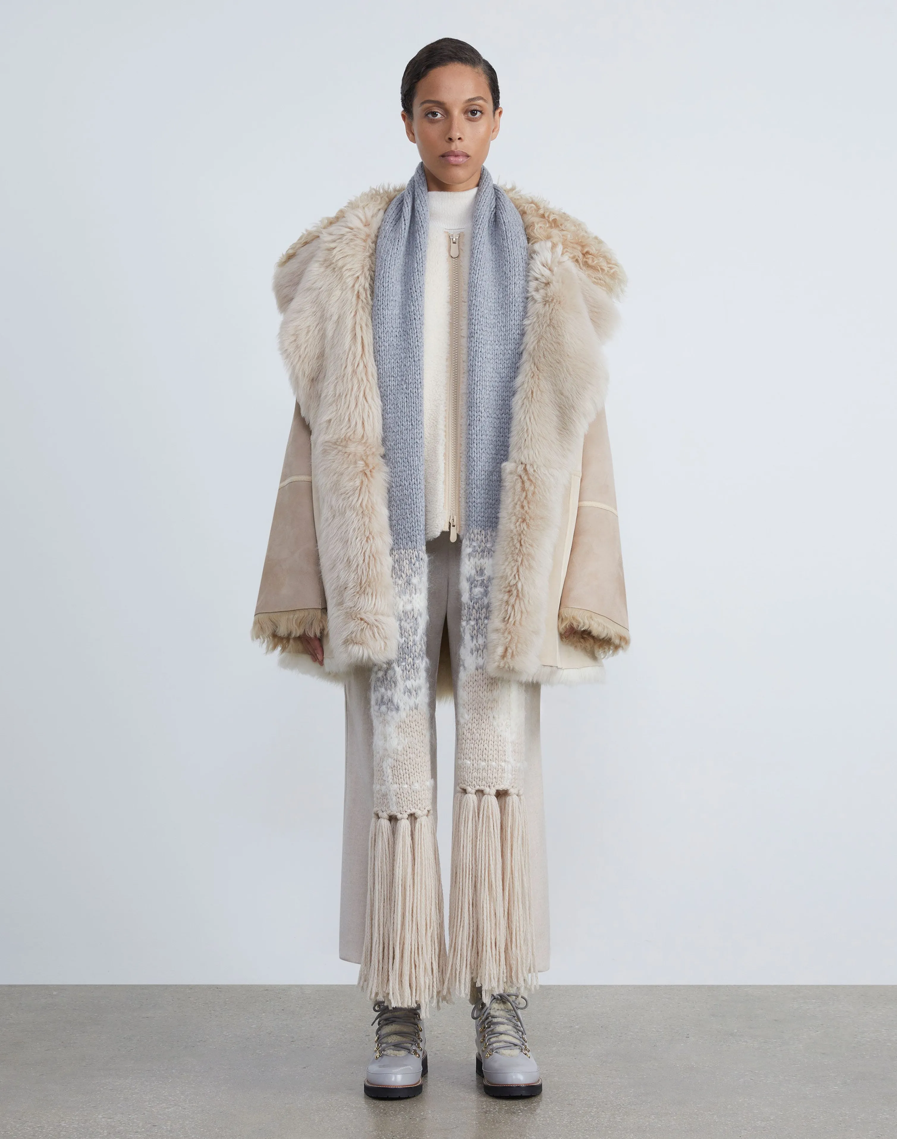 Shearling Reversible Double-Breasted Oversized Peacoat