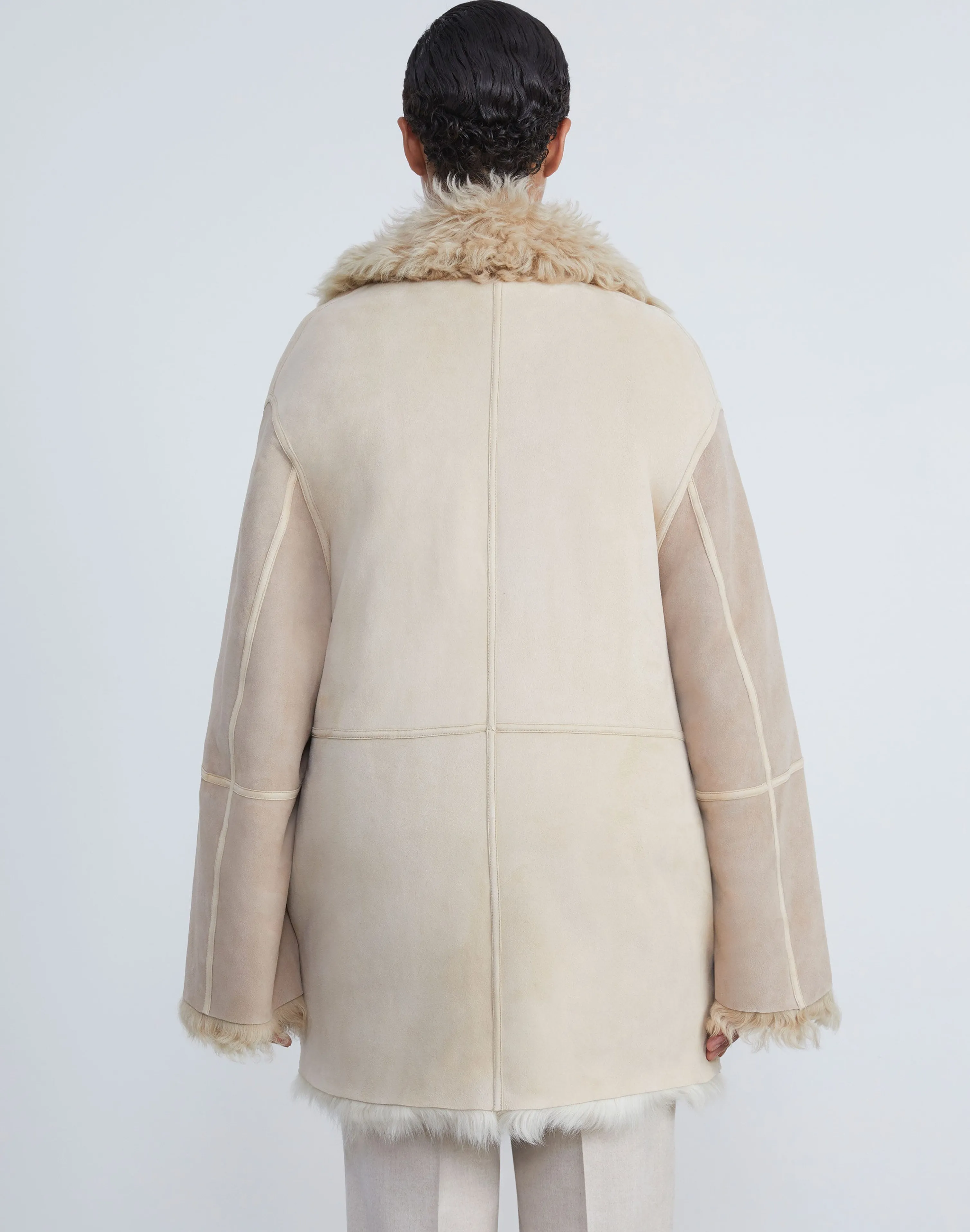 Shearling Reversible Double-Breasted Oversized Peacoat