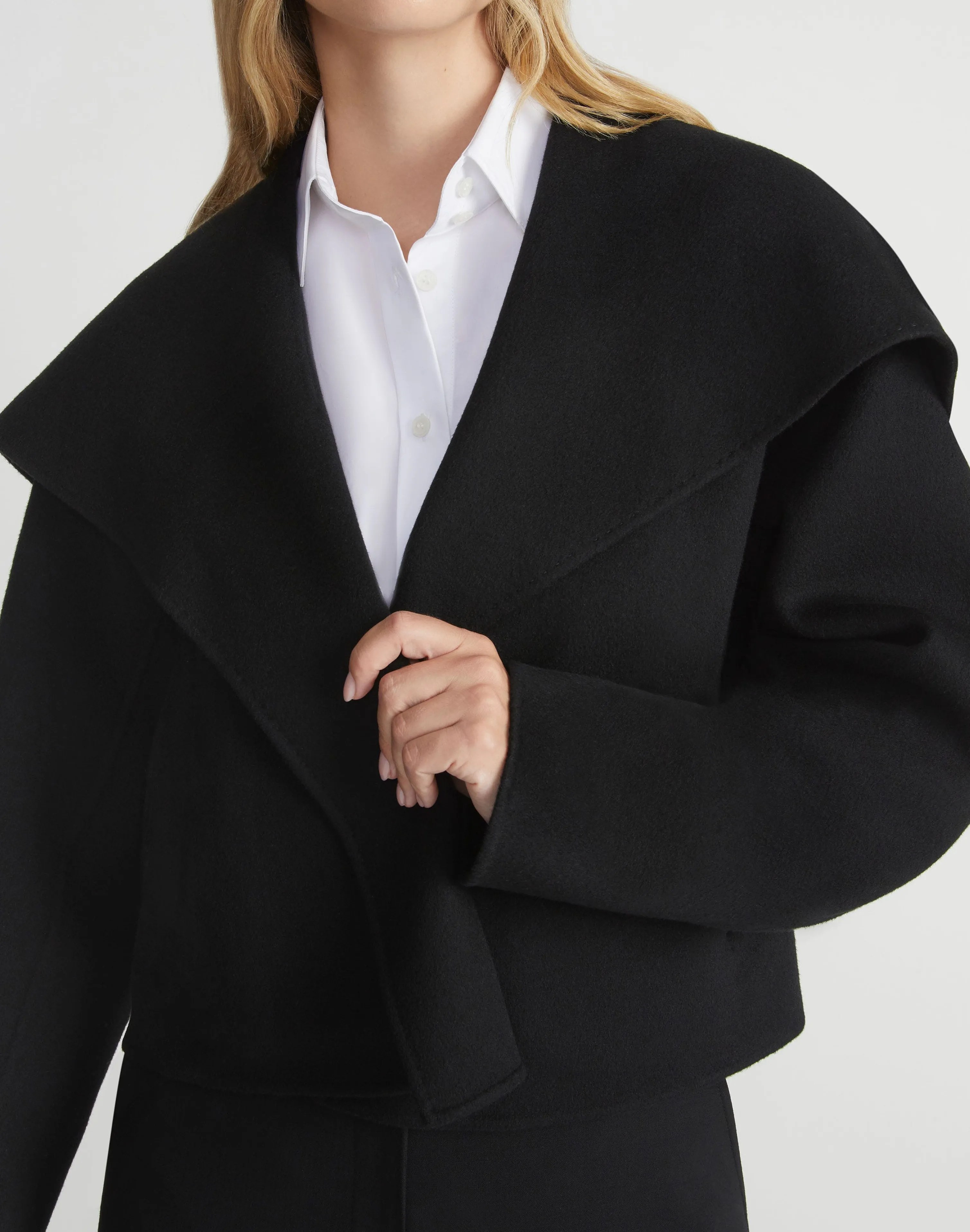 Wool-Cashmere Double Face Shawl Collar Oversized Coat
