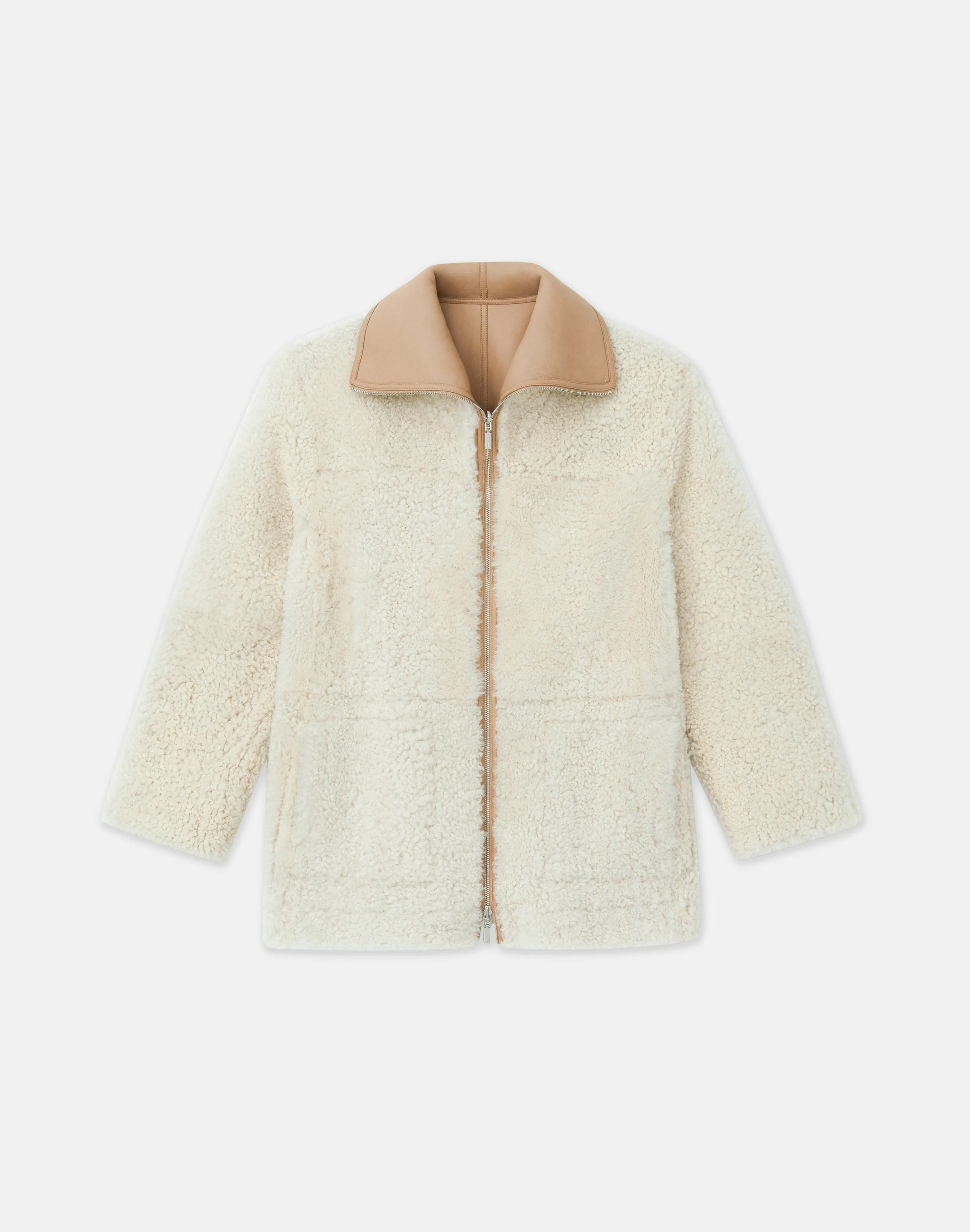 Wavy Lamb Shearling Reversible Coat