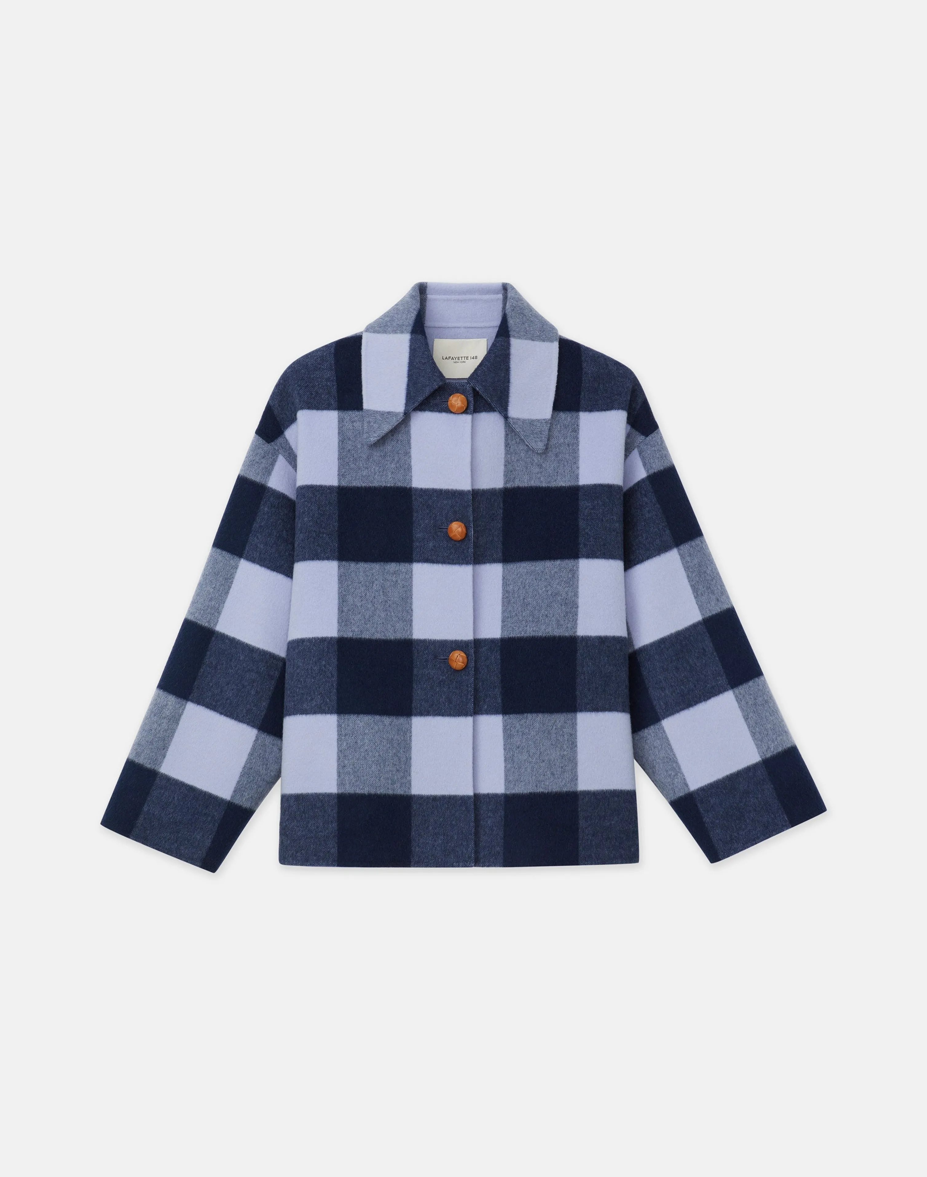 Gingham Wool-Cashmere Double Face Oversized Swing Coat