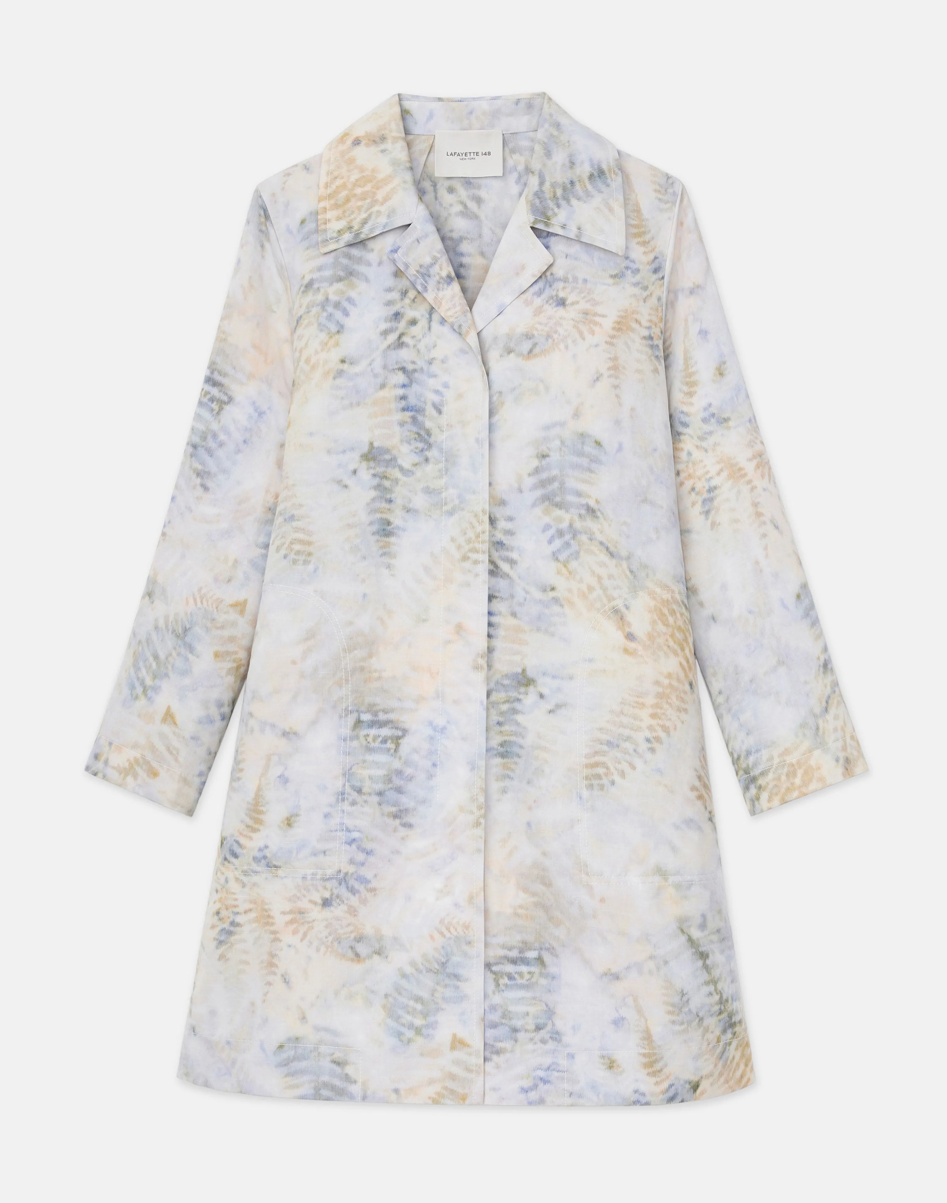 Eco Fern Warp Print Linen Overcoat