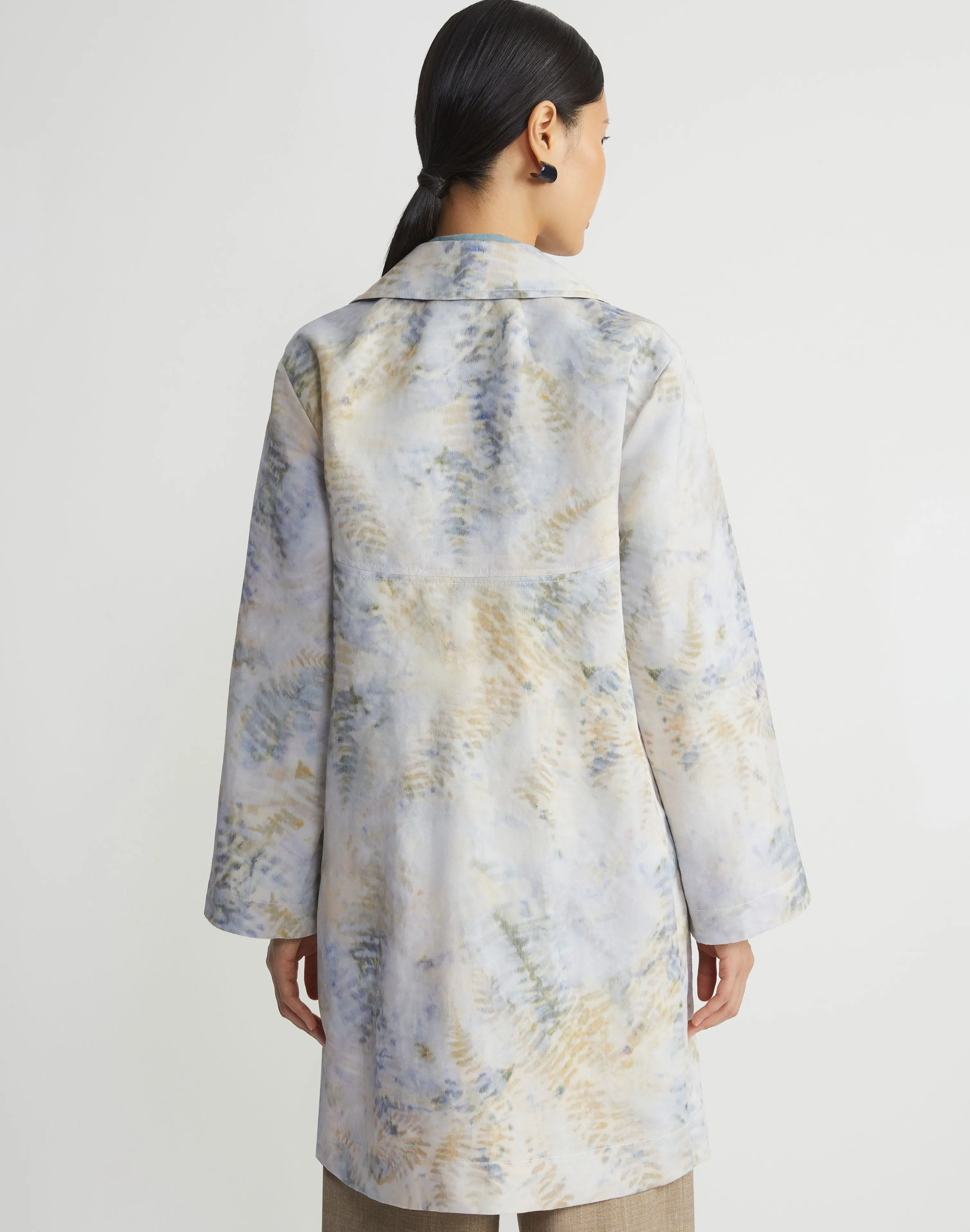 Eco Fern Warp Print Linen Overcoat