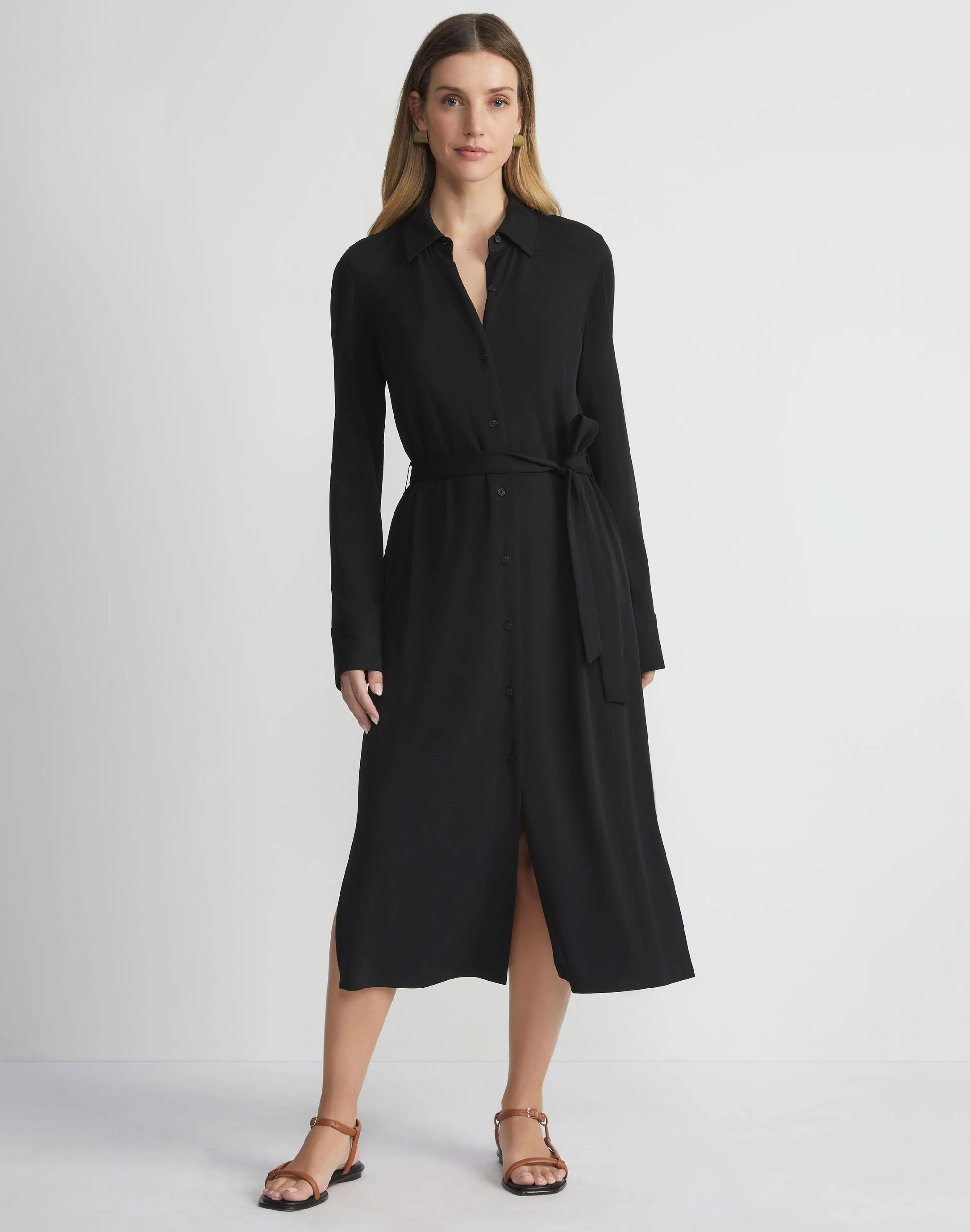 Matte Jersey Belted Shirtdress