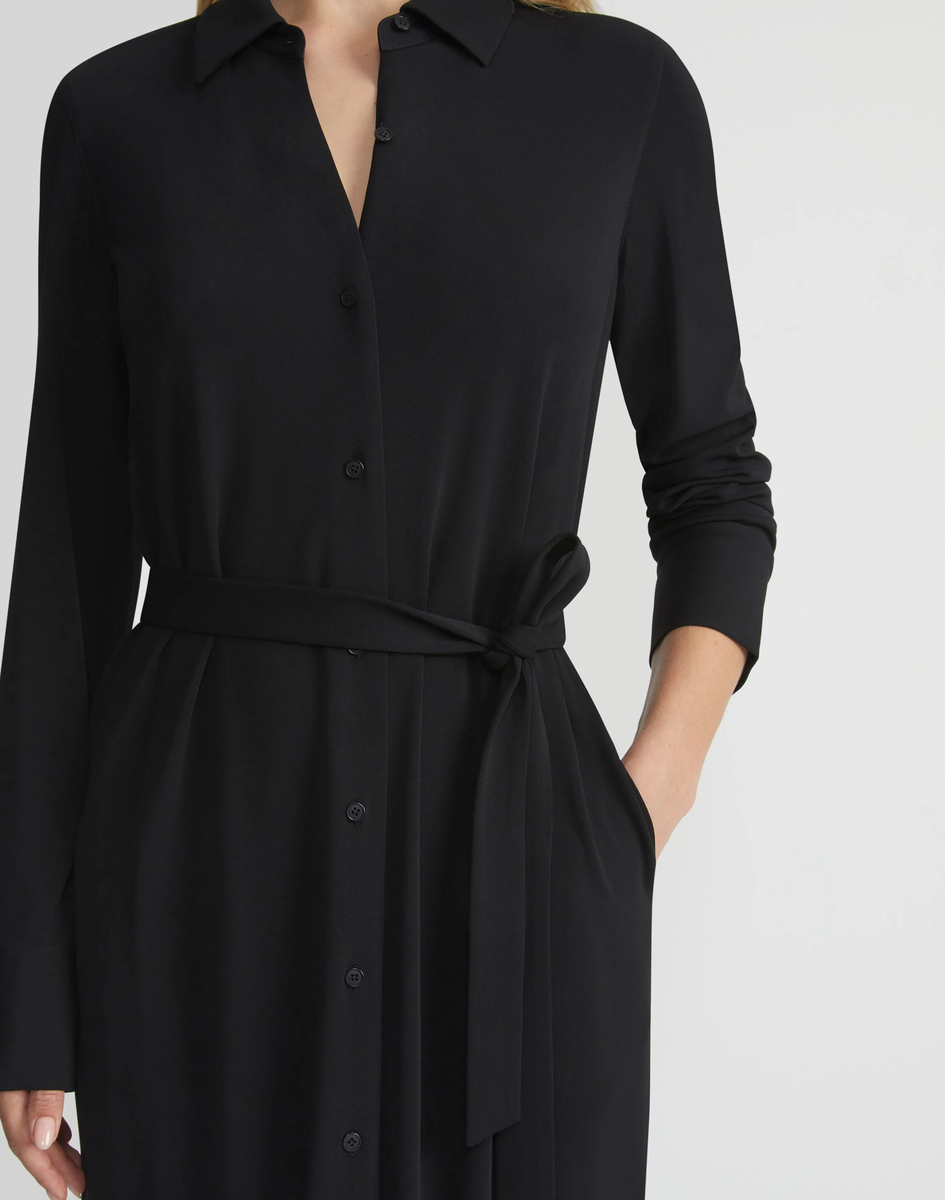 Matte Jersey Belted Shirtdress