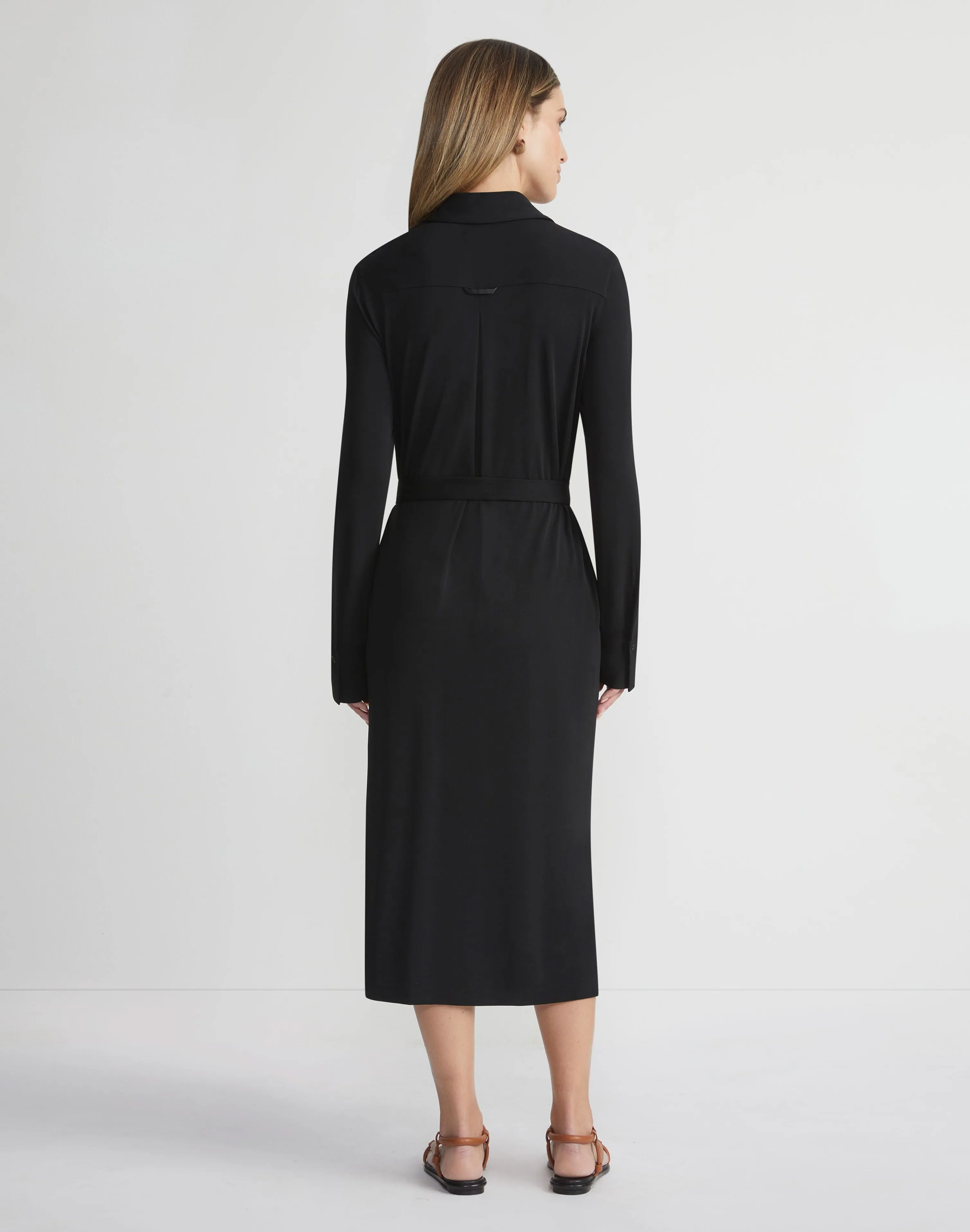 Matte Jersey Belted Shirtdress