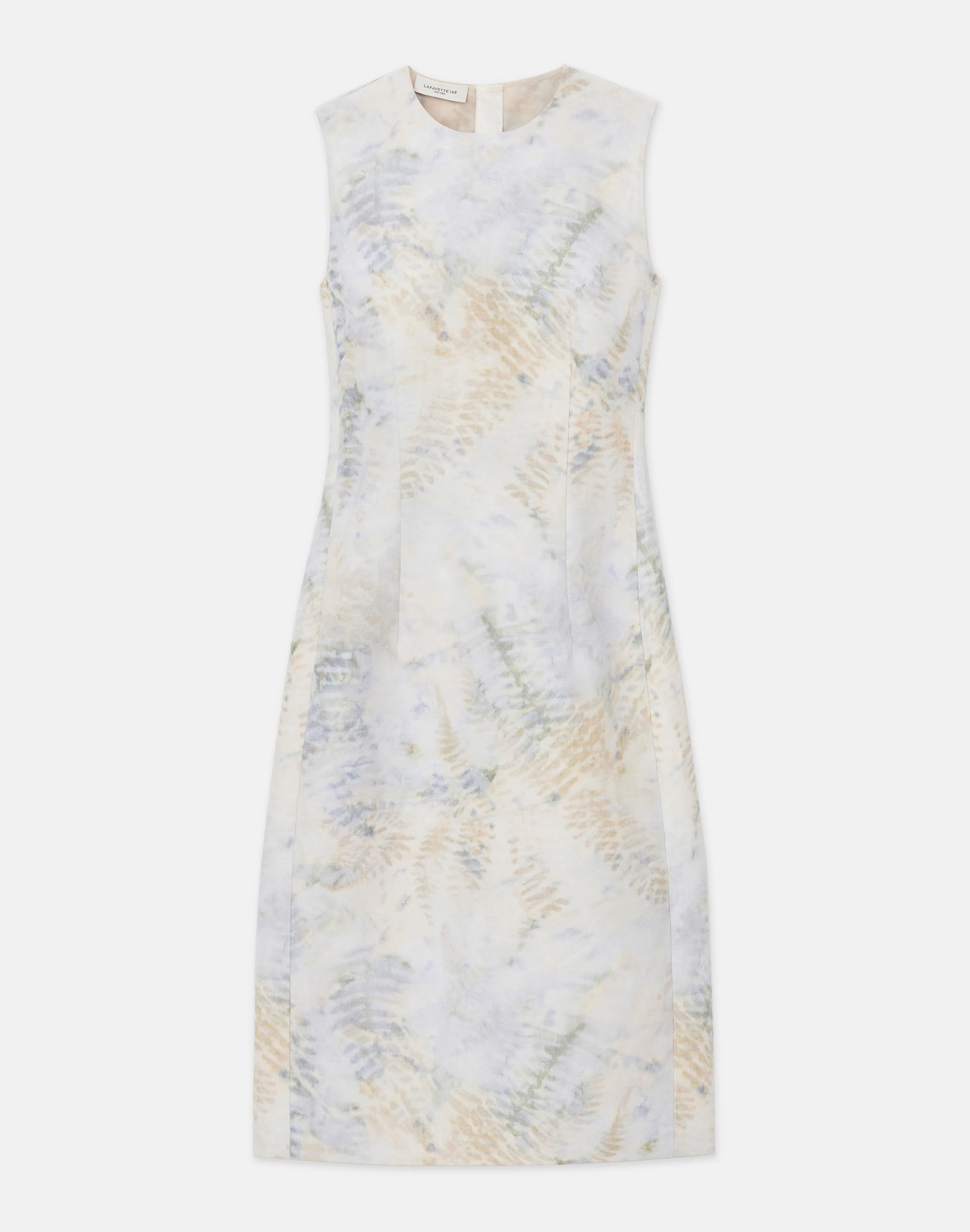 Eco Fern Warp Print Linen Sheath Dress