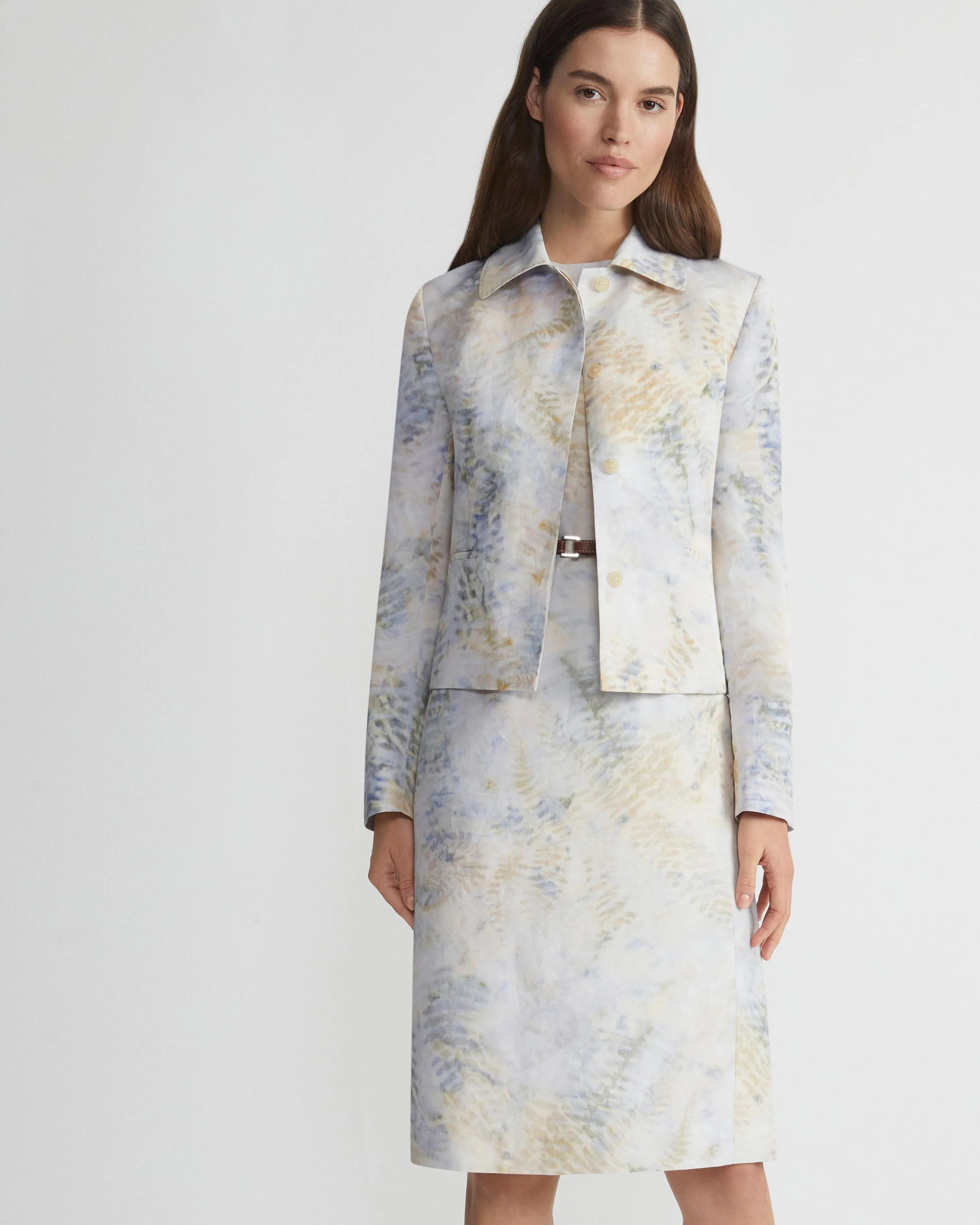 Eco Fern Warp Print Linen Sheath Dress